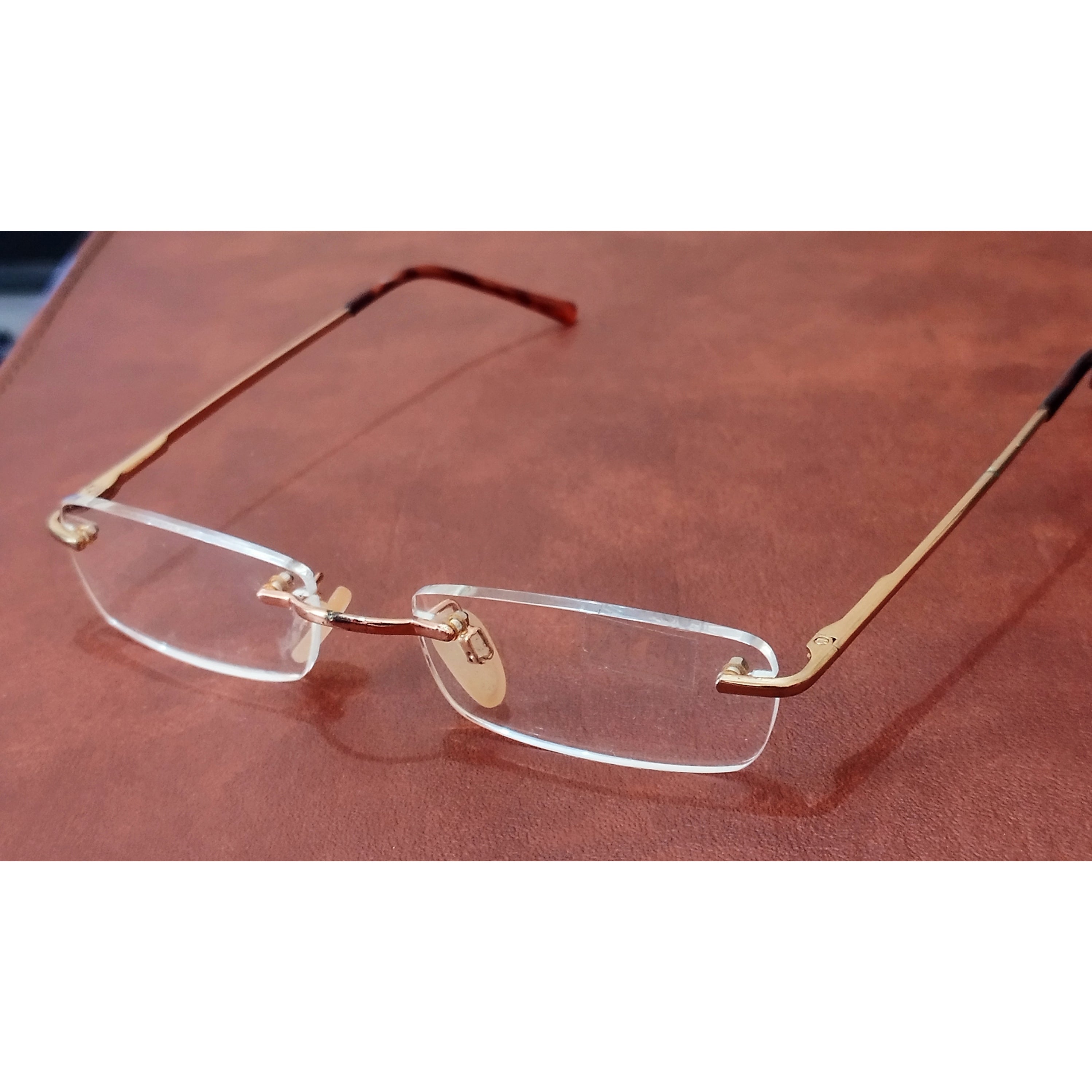 Premium Gold Rectangle Rimless Reading Glasses - Lightweight & Stylish for Men & Women - Perfect for Reading, Computer Use & Daily Wear