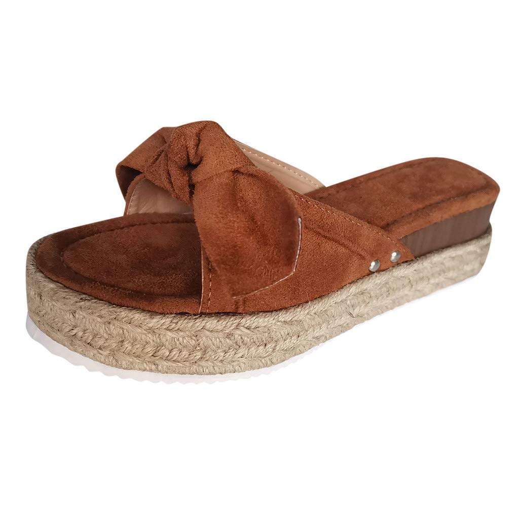 RUIY Women's Casual Wedge Sandals with Bowknot - Open Toe Platform Slippers for Ladies | Perfect for Summer Outings, Beach Walks & Everyday Comfort