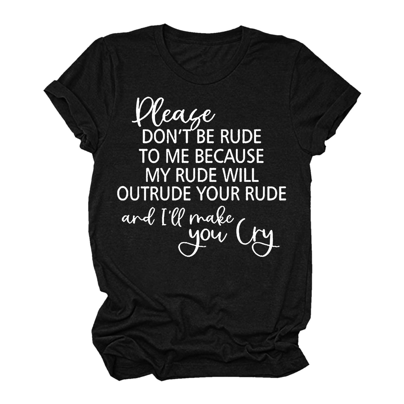 Women's Casual Loose Fit Short Sleeve Blouse with Letter Print - Round Neck Tunic Top for Everyday Wear, Work & Weekend Outfits