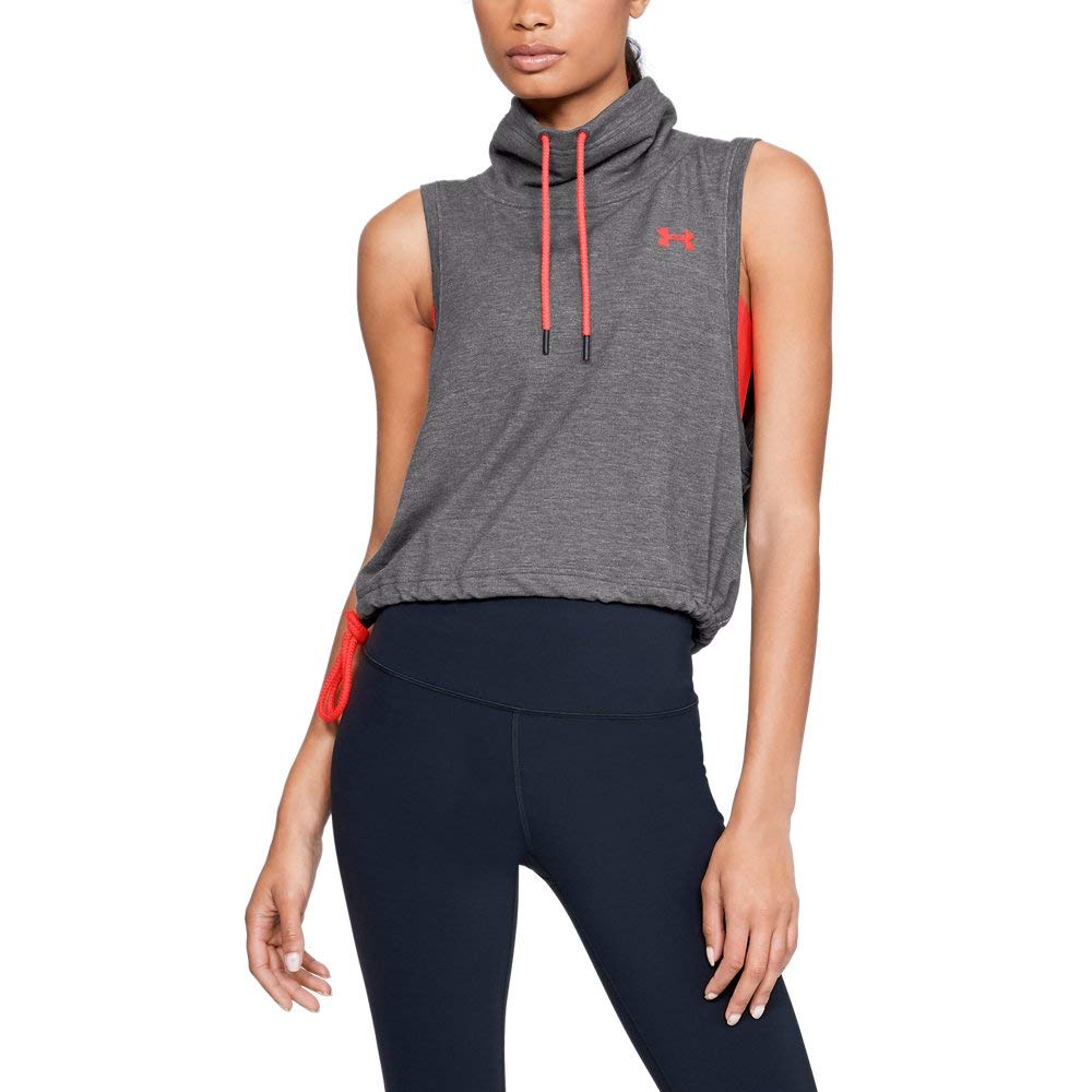 Under Armour Women's Featherweight Fleece Sleeveless Funnel Neck Hoodie - Lightweight Workout Top for Running, Gym & Outdoor Activities