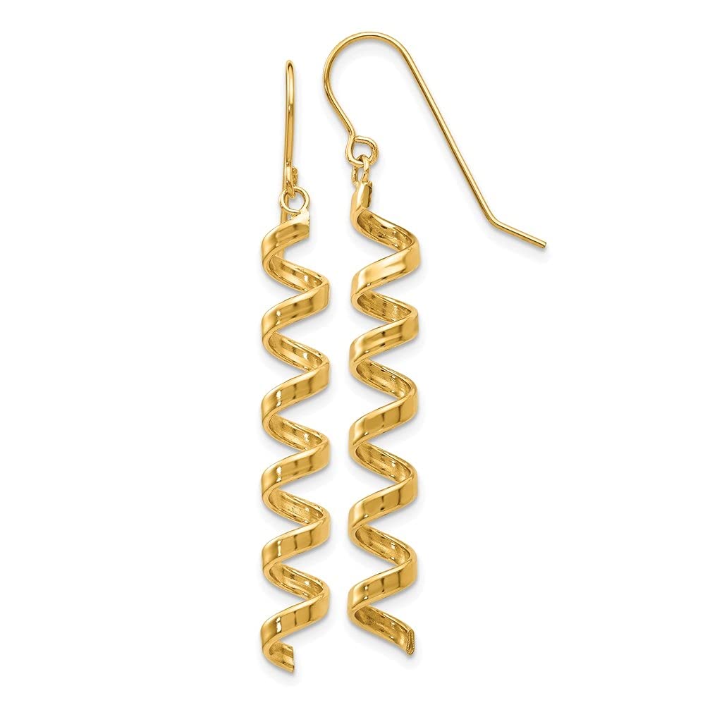 14K Yellow Gold Spiral Drop Earrings for Women - Elegant Fine Jewelry Gift for Birthday, Anniversary & Special Occasions | Diamond2Deal