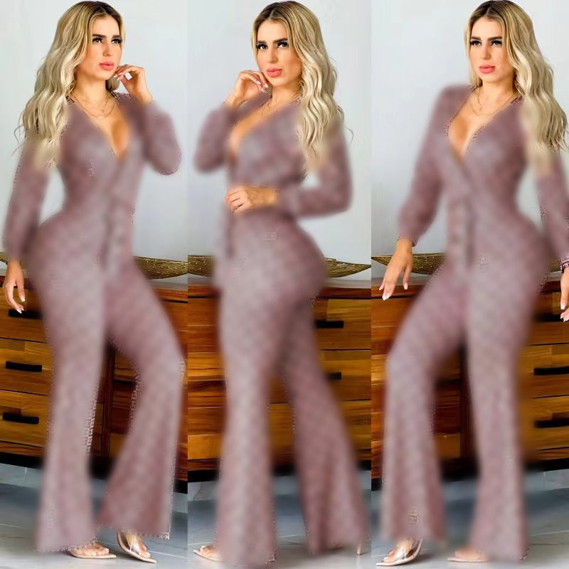 Sexy Slim Fit Long Sleeve Jumpsuit for Women - Elegant One Piece Romper for Night Out, Party & Date Night