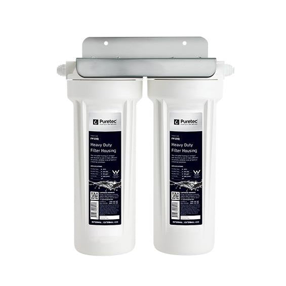 Puretec CD13 Series Twin Undersink Water Filter System - 38 LPM (10 GPM) High Flow - Removes Chlorine, Sediment & Bad Taste - Perfect for Kitchen, RV & Office Drinking Water