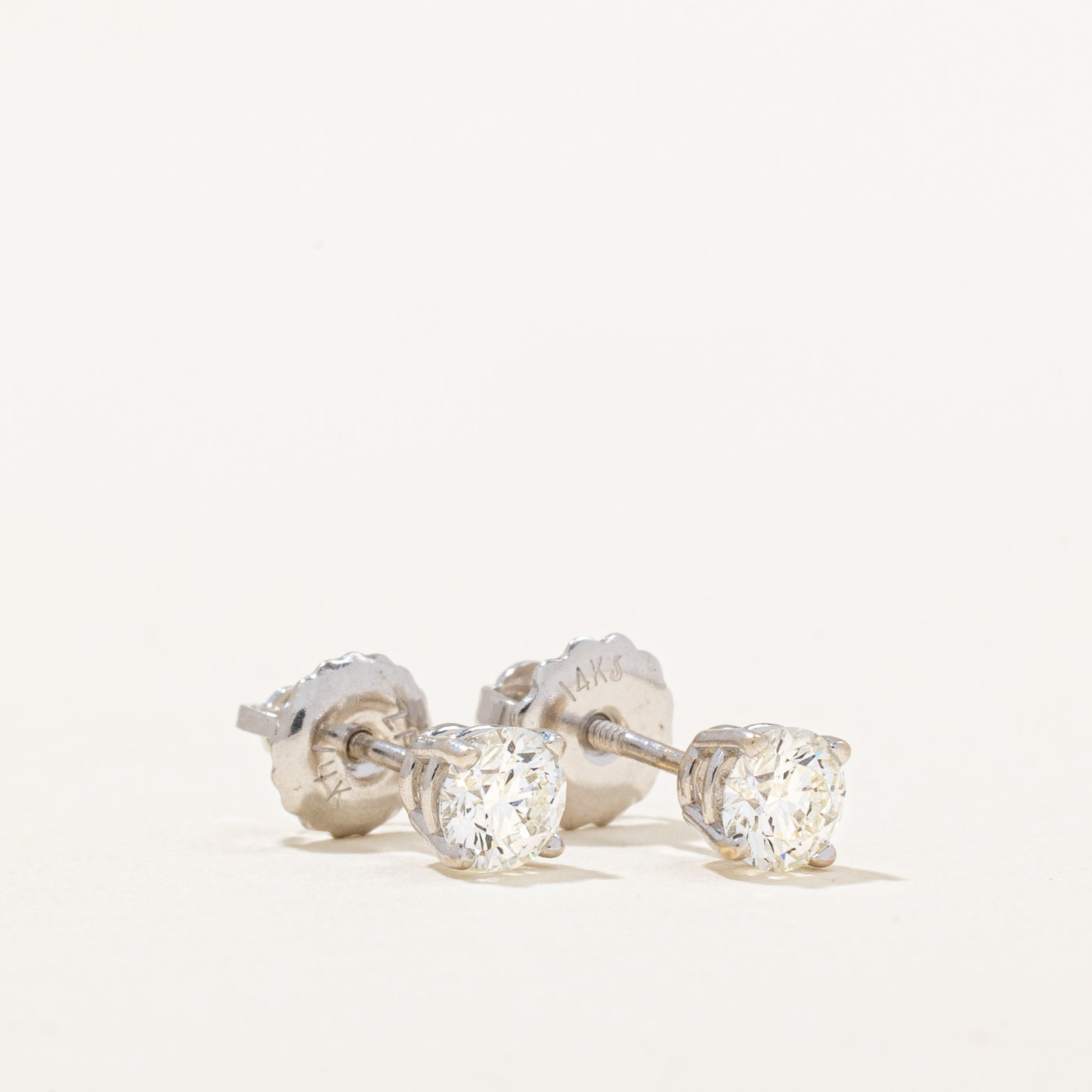 0.53ctw Diamond Stud Earrings for Women - Round Cut 14K White Gold Earrings for Everyday Wear & Special Occasions