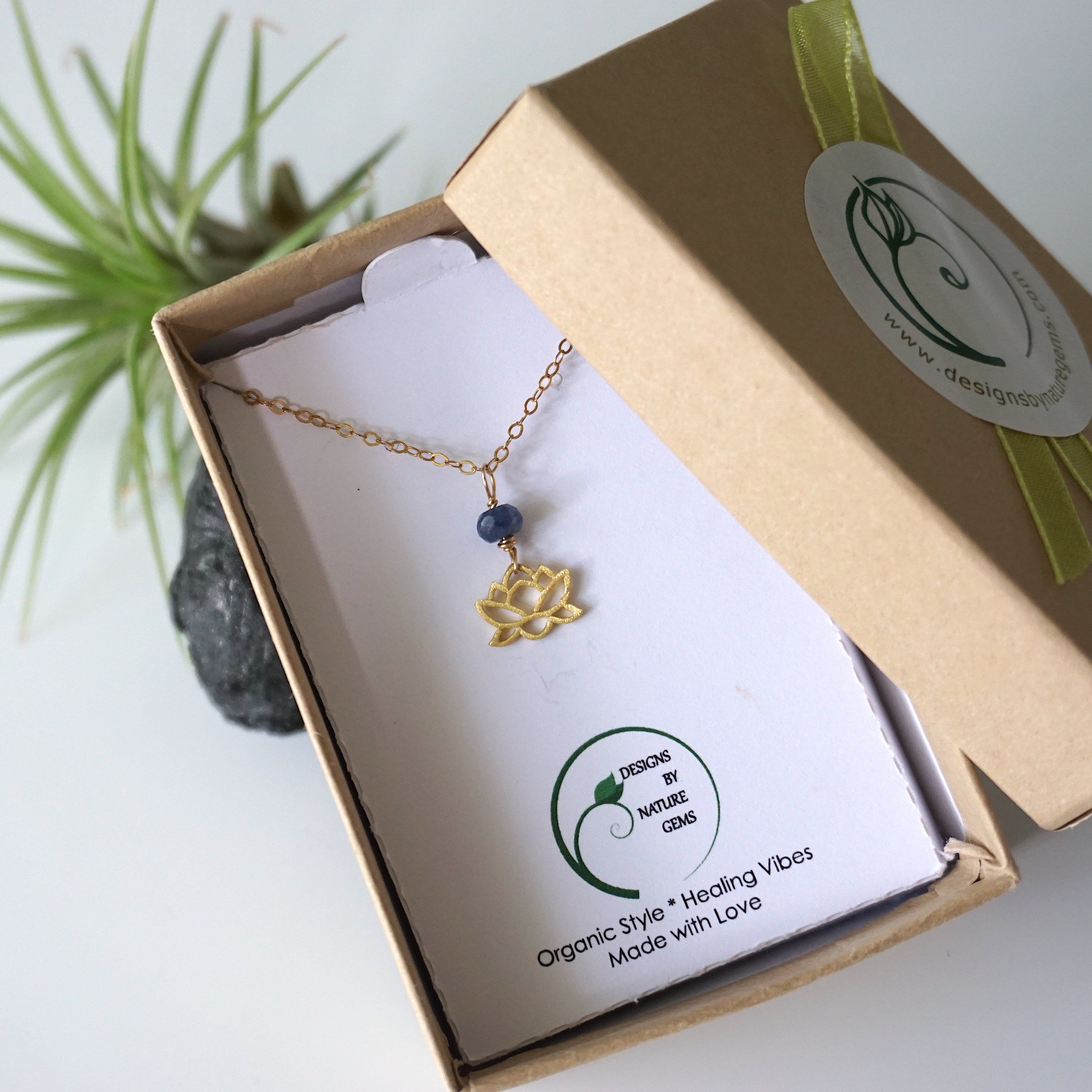 14K Gold Filled Sapphire Bead Lotus Charm Necklace for Women - Elegant Jewelry Gift for Birthday, Anniversary & Special Occasions