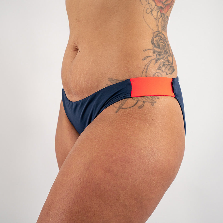 Fourth Element Bahamas Bikini Bottoms - Navy/White/Coral - XS - Perfect for Beach Vacations & Poolside Relaxation
