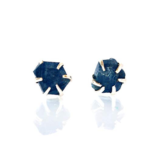 Natural Raw Sapphire Earrings 925 Sterling Silver Studs - Perfect for Everyday Wear, Gifts & Special Occasions