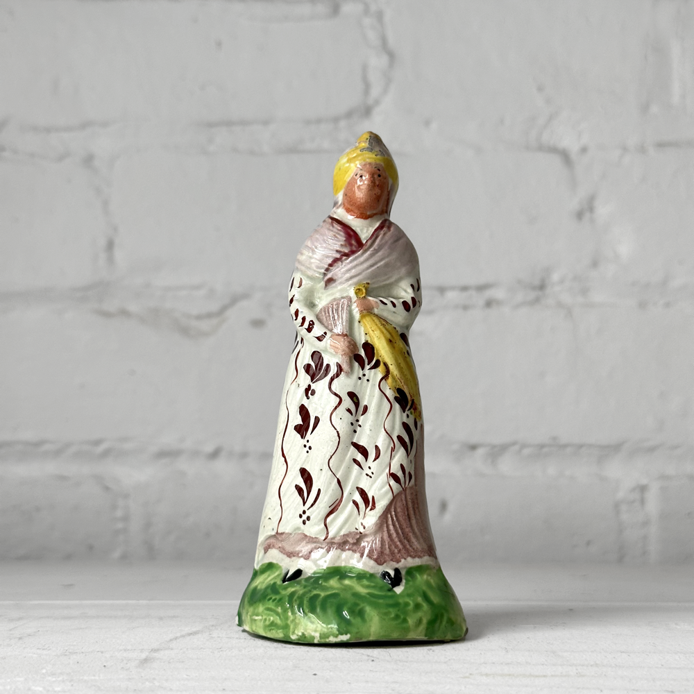 Antique 19th Century Staffordshire Porcelain Turkish Figurine - Victorian Home Decor & Collectible Display Piece for Cabinets, Shelves, and Mantels