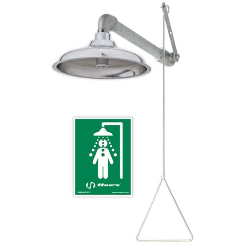 Haws 8133H Horizontal Mount Drench Shower with Stainless Steel Shower Head - Emergency Safety Shower for Industrial, Laboratory & Chemical Workplaces