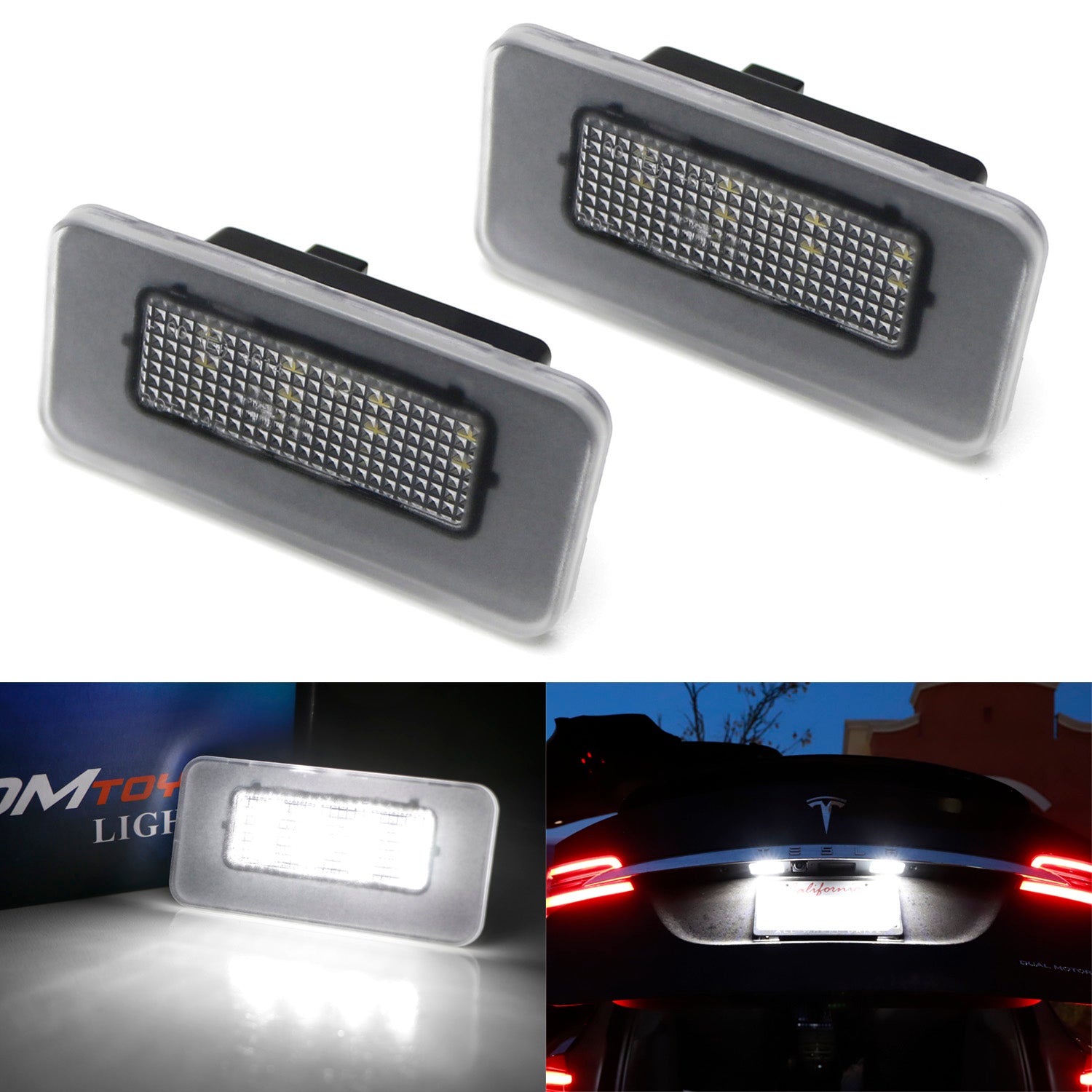 18 SMD Full LED License Plate Light Kit for 2016+ Tesla Model X & 2017+ Model S - Bright White Super Bright Replacement Bulbs for Enhanced Night Visibility & Style Upgrade