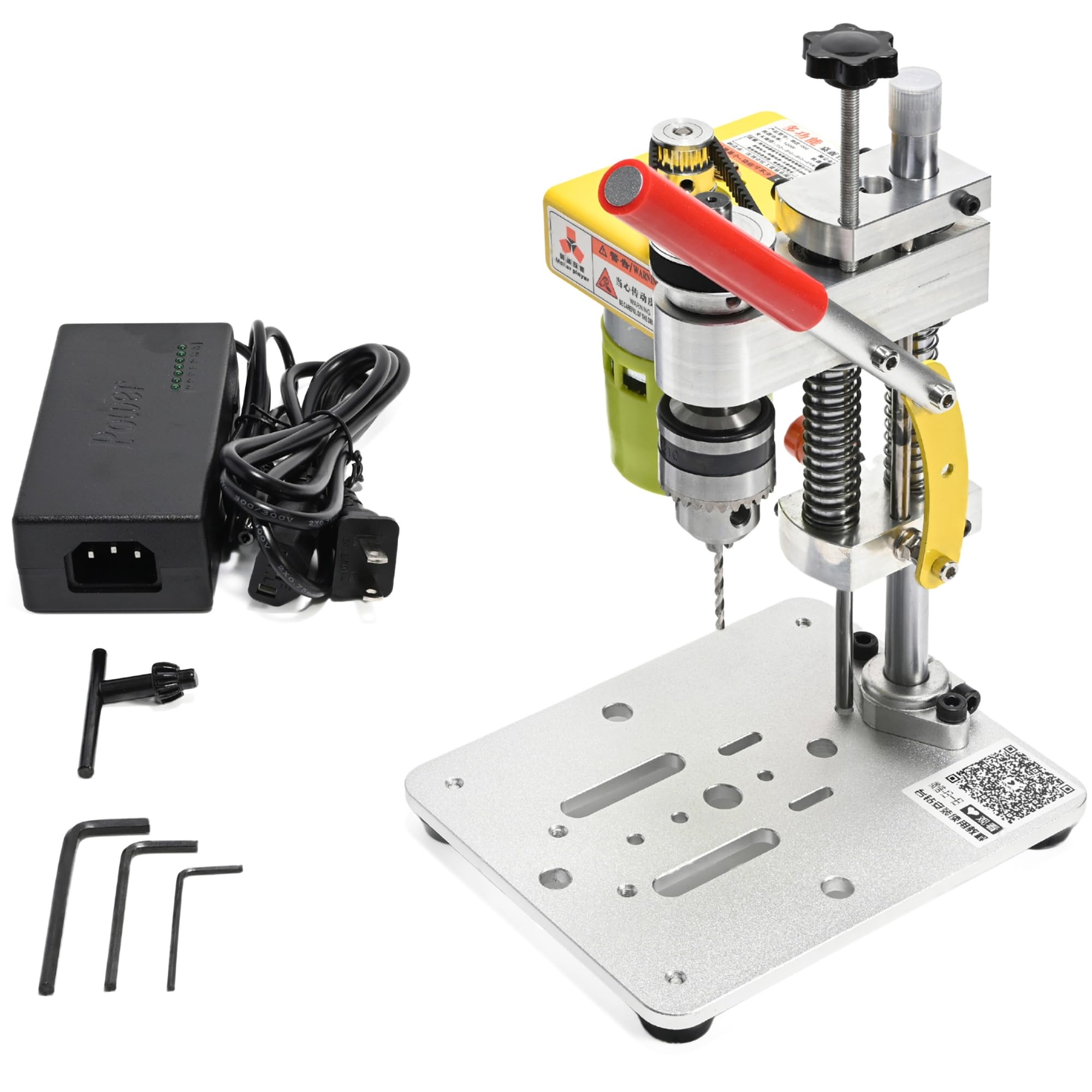 Mefape 7-Speed Electric Mini Drill Press - Precision Benchtop Drill Machine with B10 Chuck (0.6-6mm Bits) for Metal, Wood & Jewelry Making | DIY Crafting, Home Workshop & Small Projects Tool