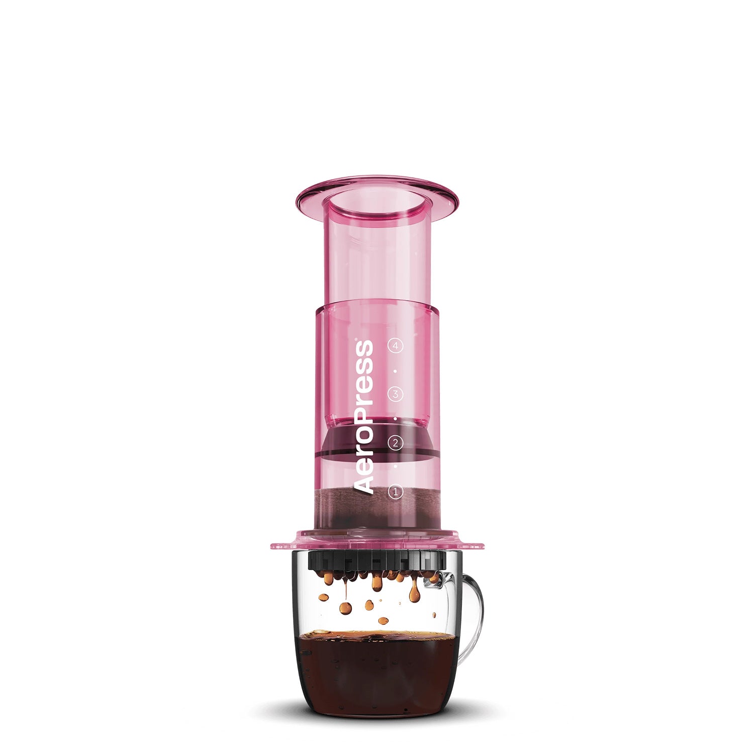 AeroPress Clear Pink Coffee & Espresso Maker - Portable Travel & Camping Brewing System for Home, Office & Outdoor Use