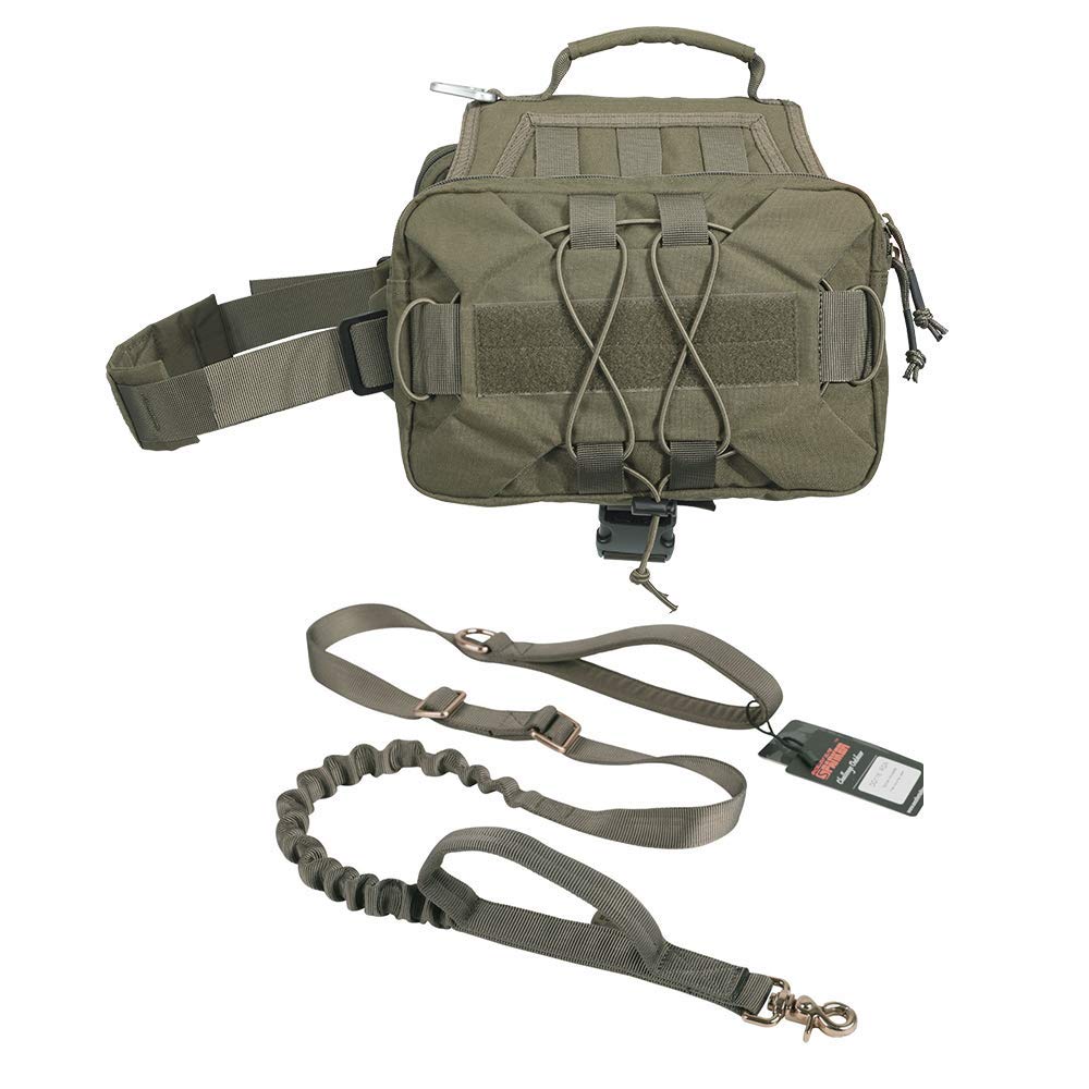 **Tactical Bungee Dog Leash - Adjustable Dog Pack with Handle, Hound Dog Saddle Bag Backpack for Hiking, Camping & Outdoor Adventures**