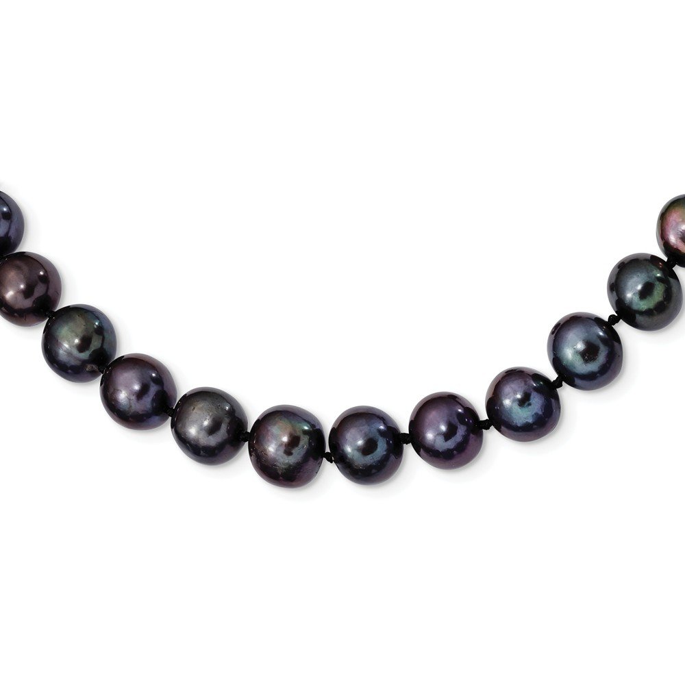 925 Sterling Silver 9-10mm Black Pearl Necklace for Women - Elegant Gift & Wedding Jewelry