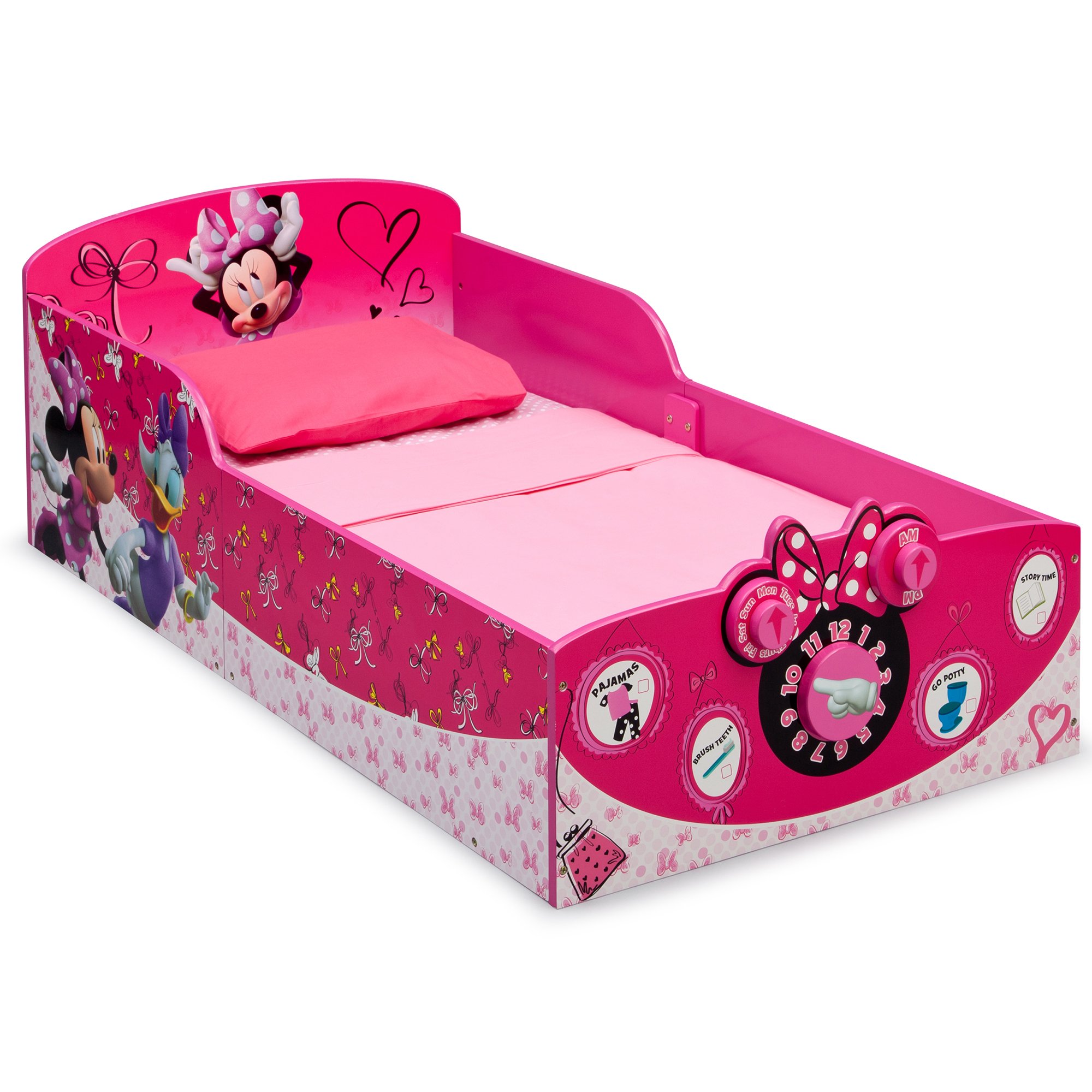 Delta Children Interactive Wood Toddler Bed with Disney Minnie Mouse Design - Greenguard Gold Certified for Safe & Healthy Sleep | Perfect for Kids' Bedrooms & Daycare Centers