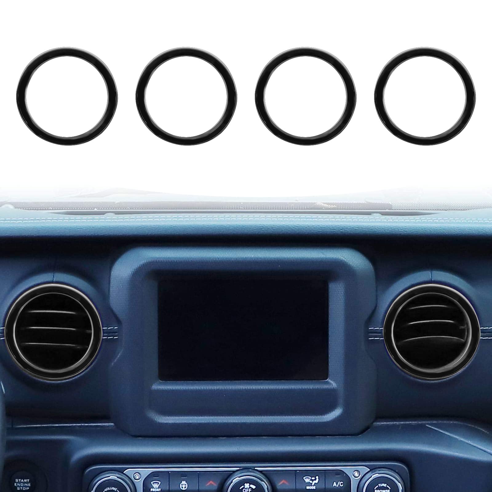 Jeep JL Dash Air Vent Outlet Bezel & Ventilation Grille Trim - ABS Black Interior Accessory for 2018-2023 Jeep Wrangler JL/JLU & Gladiator JT - Perfect for Off-Roading & Custom Interior Upgrades