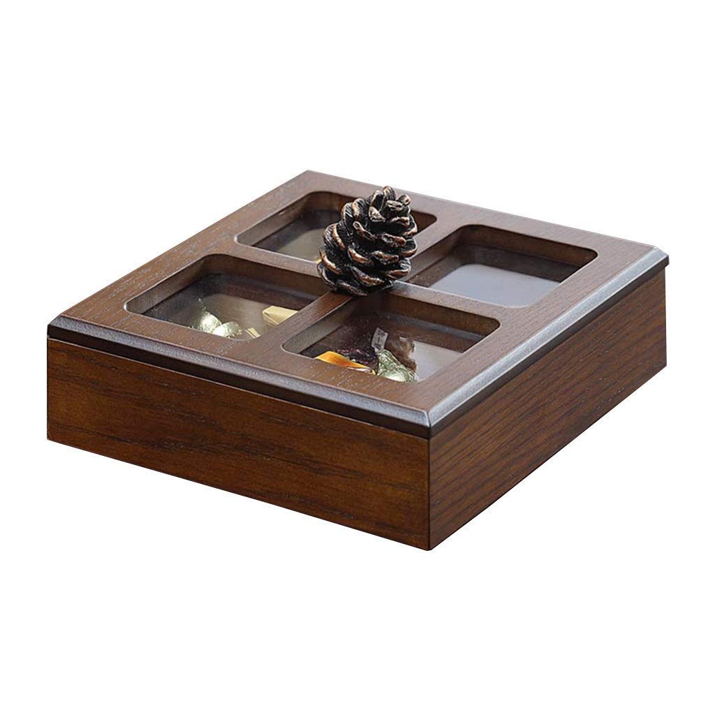 Nut Bowl with Lid - Snack Serving Platter for Nuts, Dried Fruits & Candy | Airtight Compartment Snack Tray | Perfect for Home, Parties & Office Snacks (Brown)