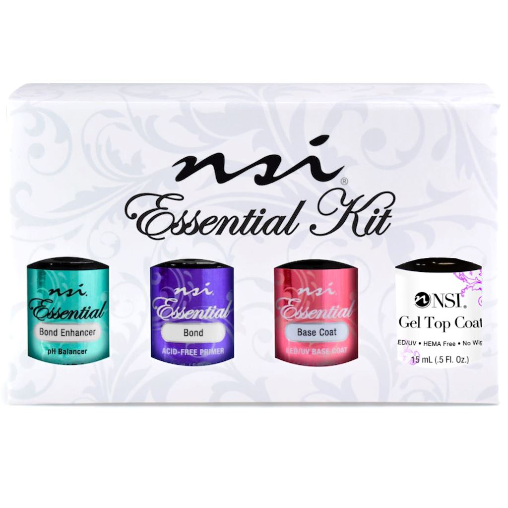 ESSENTIAL KIT (Bond Enhancer + Primer + Base Coat + Top Coat) - Professional Nail Care Set for Long-Lasting Manicures at Home or Salon