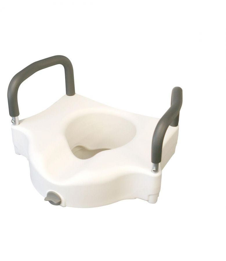 Premium Elevated Locking Toilet Seat with Support Arms - Comfortable & Secure Raised Toilet Seat for Elderly & Disabled - Ideal for Bathroom Safety & Mobility Assistance