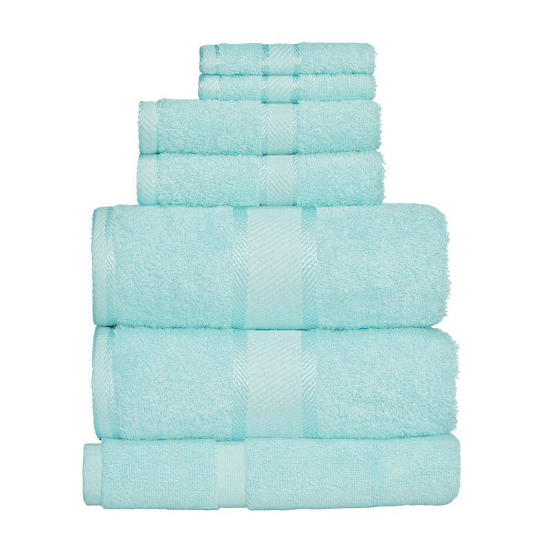 Premium 100% Cotton Bath Towel Set - Ultra Soft & Absorbent 7-Piece Aqua Blue Bath Sheets for Spa, Gym & Luxury Home Use