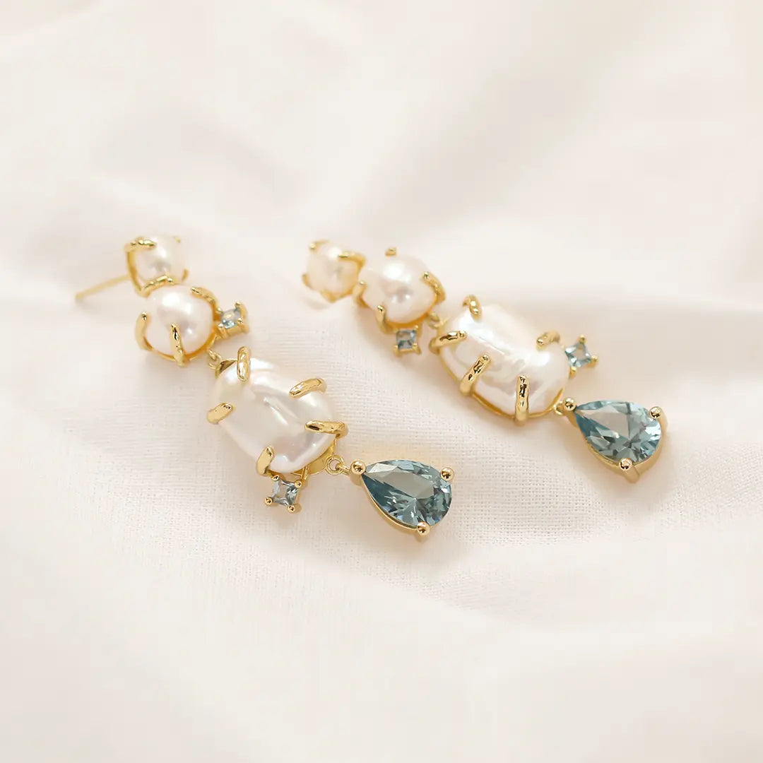 Elegant Something Blue Pearl Earrings for Brides – Perfect for Weddings, Prom & Special Occasions