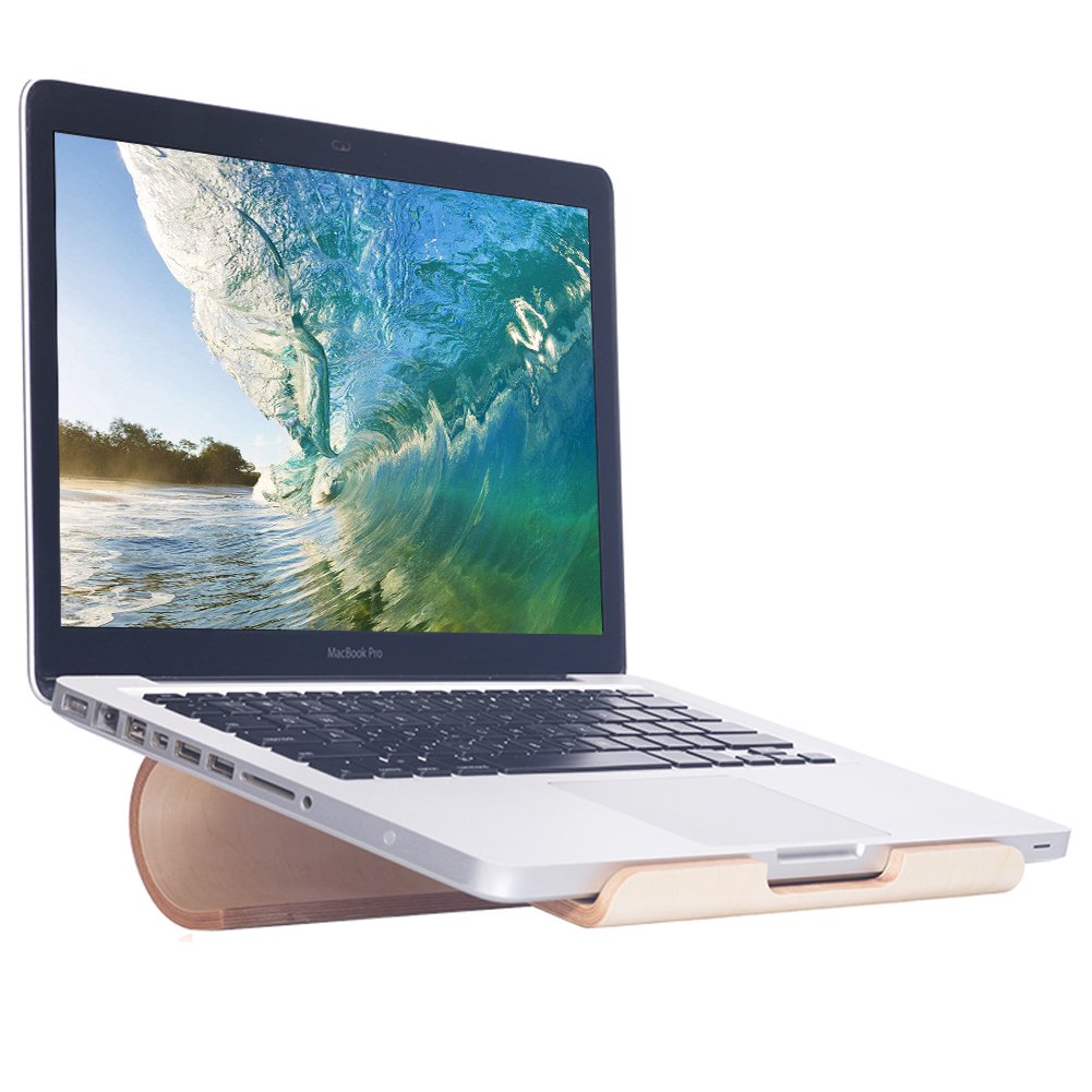 Premium SAMDI Wooden Laptop Stand for MacBook, iPad Pro/Air/Mini & Tablets - Adjustable Ergonomic Holder for Home & Office (White Birch) - Perfect for Work, Study & Binge-Watching