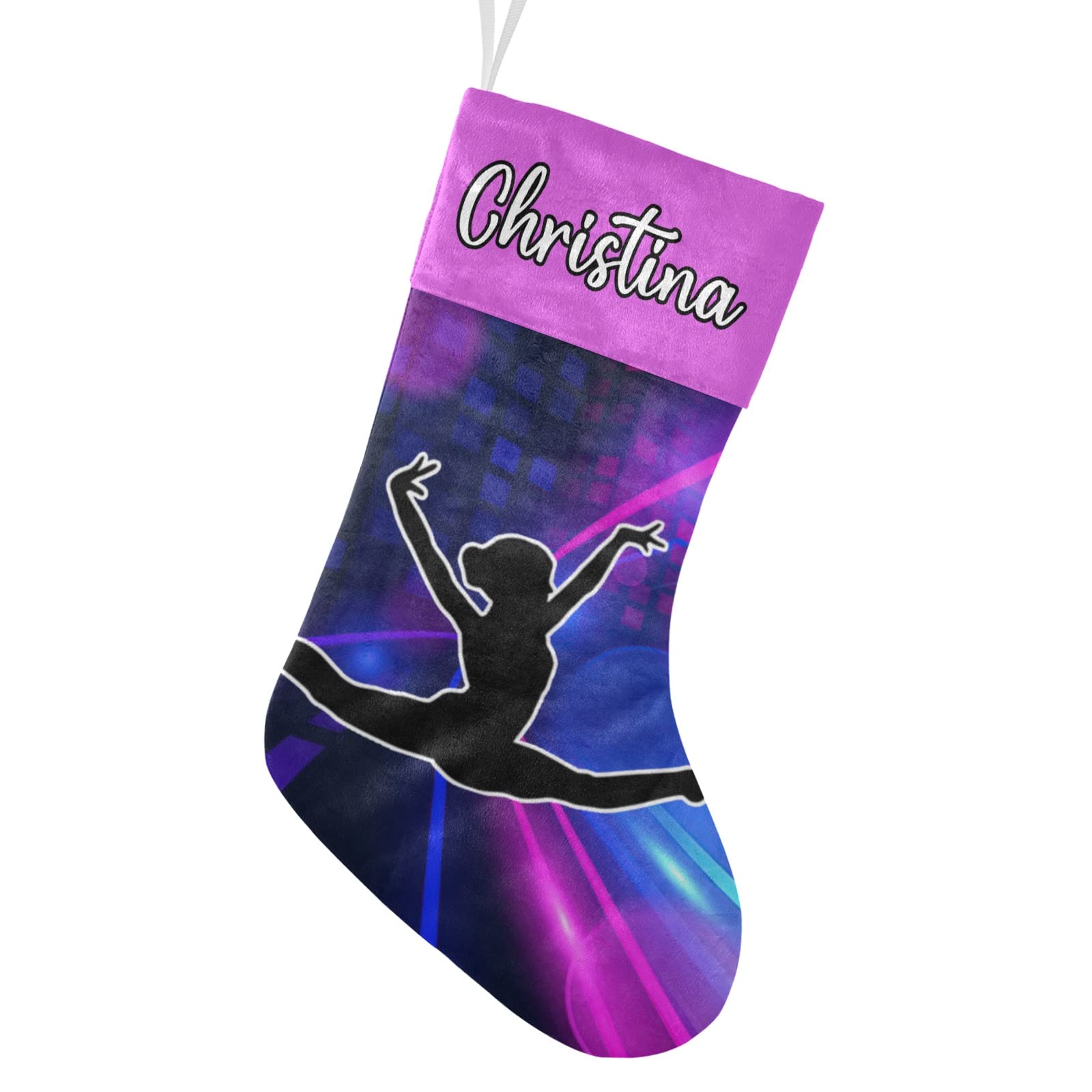 Personalized Christmas Stocking for Gymnasts - Custom Name Embroidered Holiday Stockings - 17.52 x 7.87 Inch Family Xmas Decor - Perfect for Gymnastics Team Gifts, Christmas Party Decorations & Fireplace Mantel Display