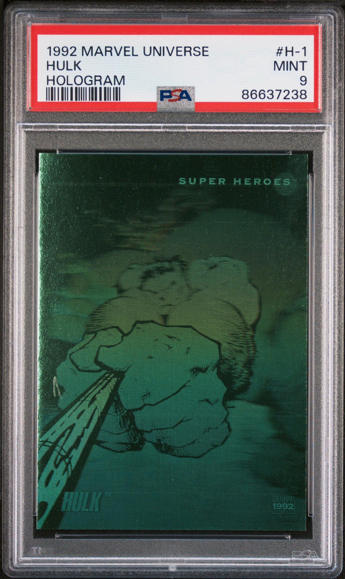 1992 Marvel Universe Hologram Hulk #H1 PSA 9 Graded Card - Collectible for Marvel Fans & Comic Book Enthusiasts - Perfect for Display, Investment, and Gifting