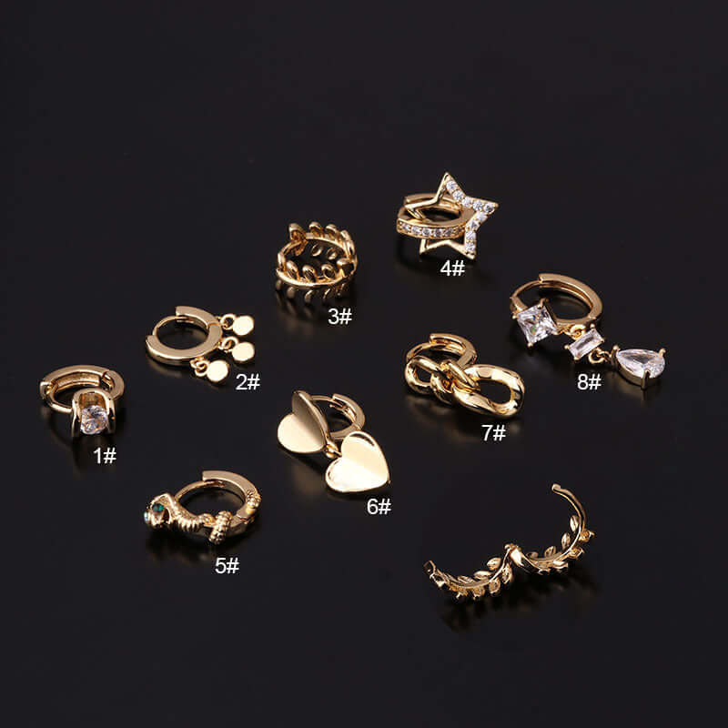 18K Gold Cartilage Huggie Earrings - Tiny Leaf Hoop Earrings for Women | Dainty Ear Jewelry for Everyday Wear, Date Night & Special Occasions | HSPJ292