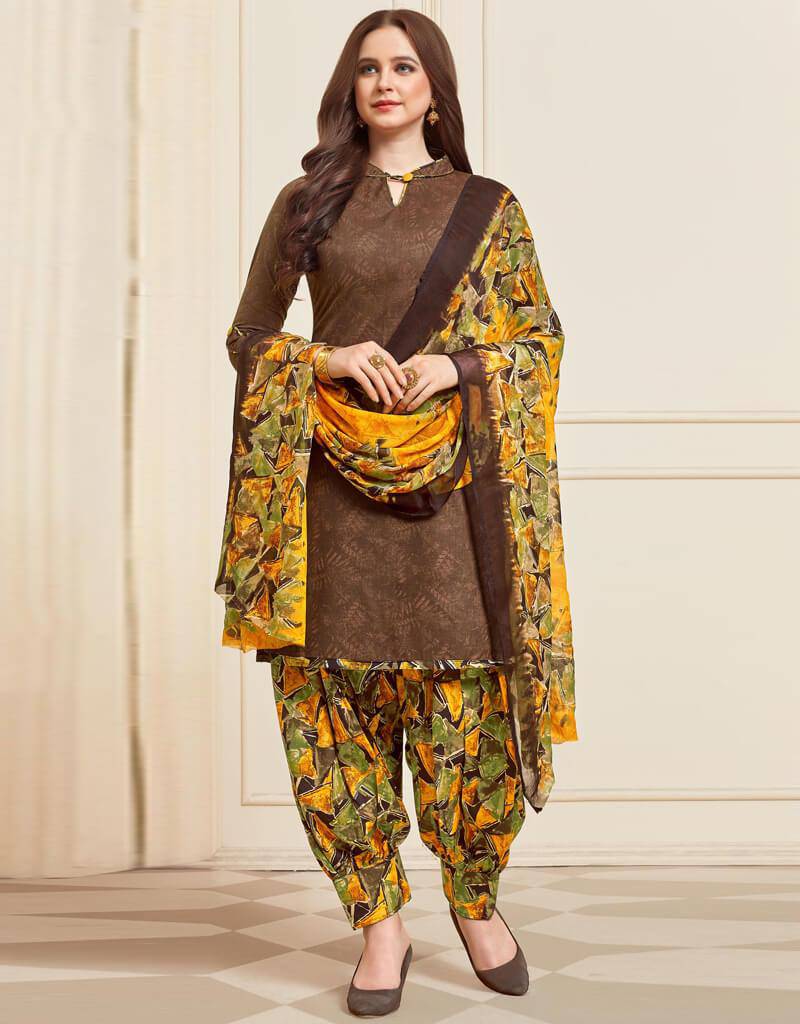 Stylish Brown Cotton Patiyala Suit for Women - Comfortable Ethnic Indian Outfit for Festivals, Weddings & Casual Wear