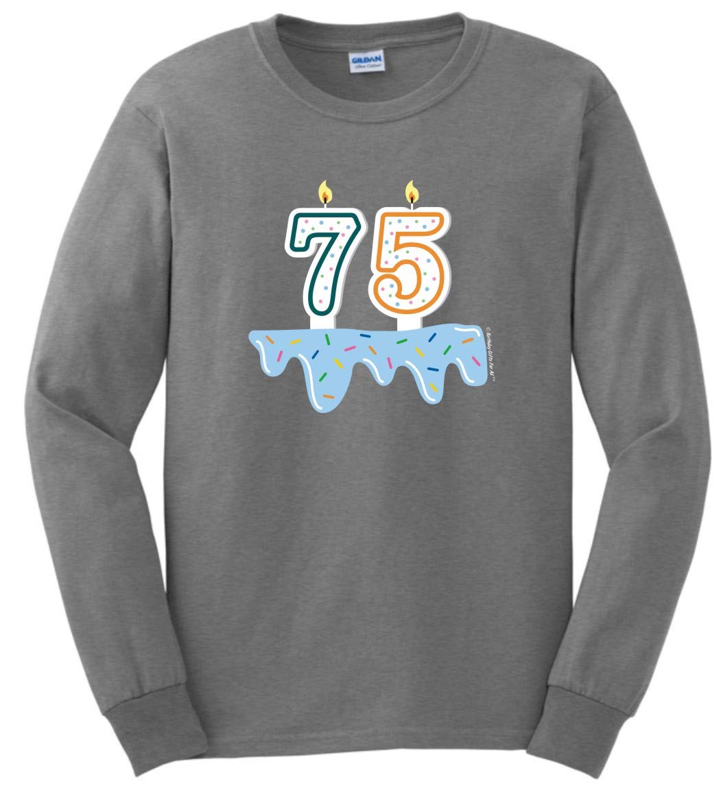 75th Birthday Cake Candles Long Sleeve T-Shirt - Perfect for Milestone Celebrations & Family Gatherings