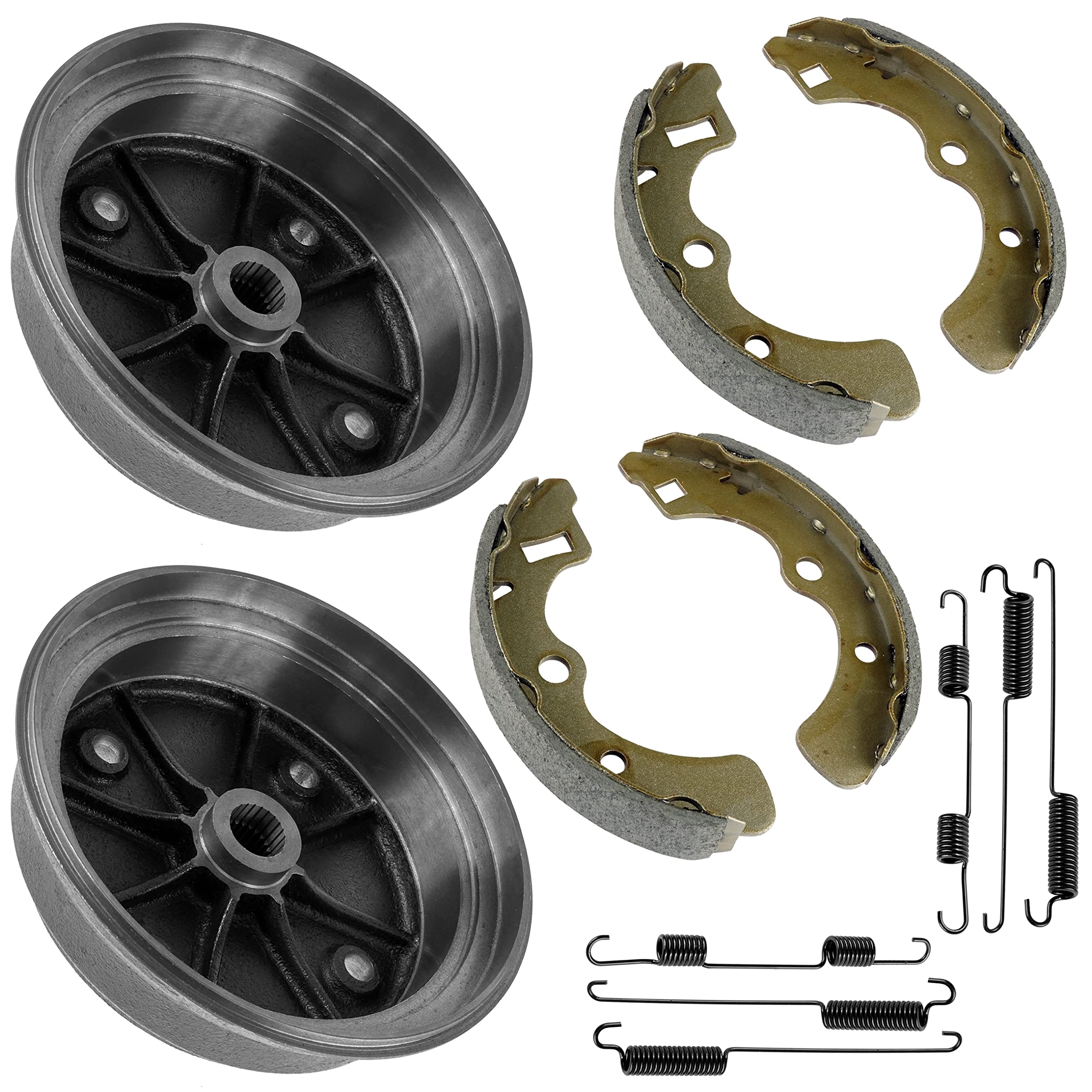 Caltric 2X Rear Brake Hubs with Brake Shoes - Compatible with Kawasaki Mule 3010 Trans 4x4 KAF620J (2005-2006) - Perfect for Off-Road Vehicle Maintenance & Repair