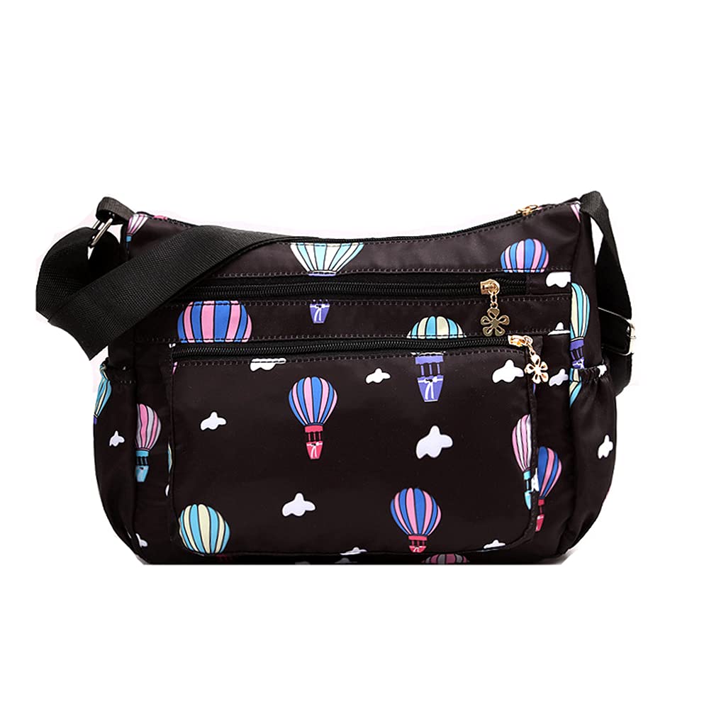 HUALEENA Women's Nylon Crossbody Bag - Multi-Pocket Travel Purse for Daily Use & Outings