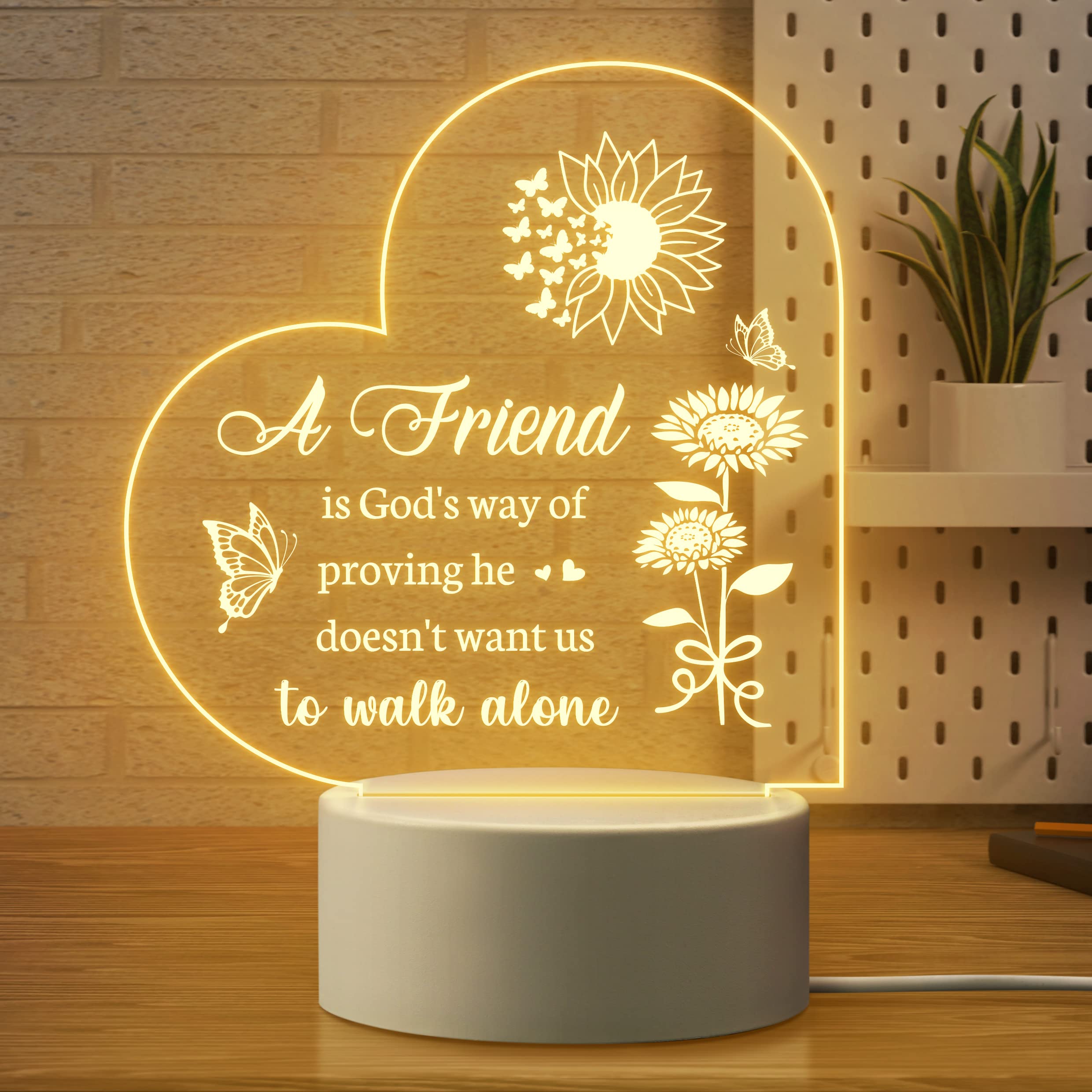 Best Friendship Gifts for Women - Thoughtful Night Light Birthday Present for Bestie, BFF, Soul Sister & Coworker | Going Away Gifts for Friends | Perfect for Bedroom Decor, Housewarming & Special Occasions