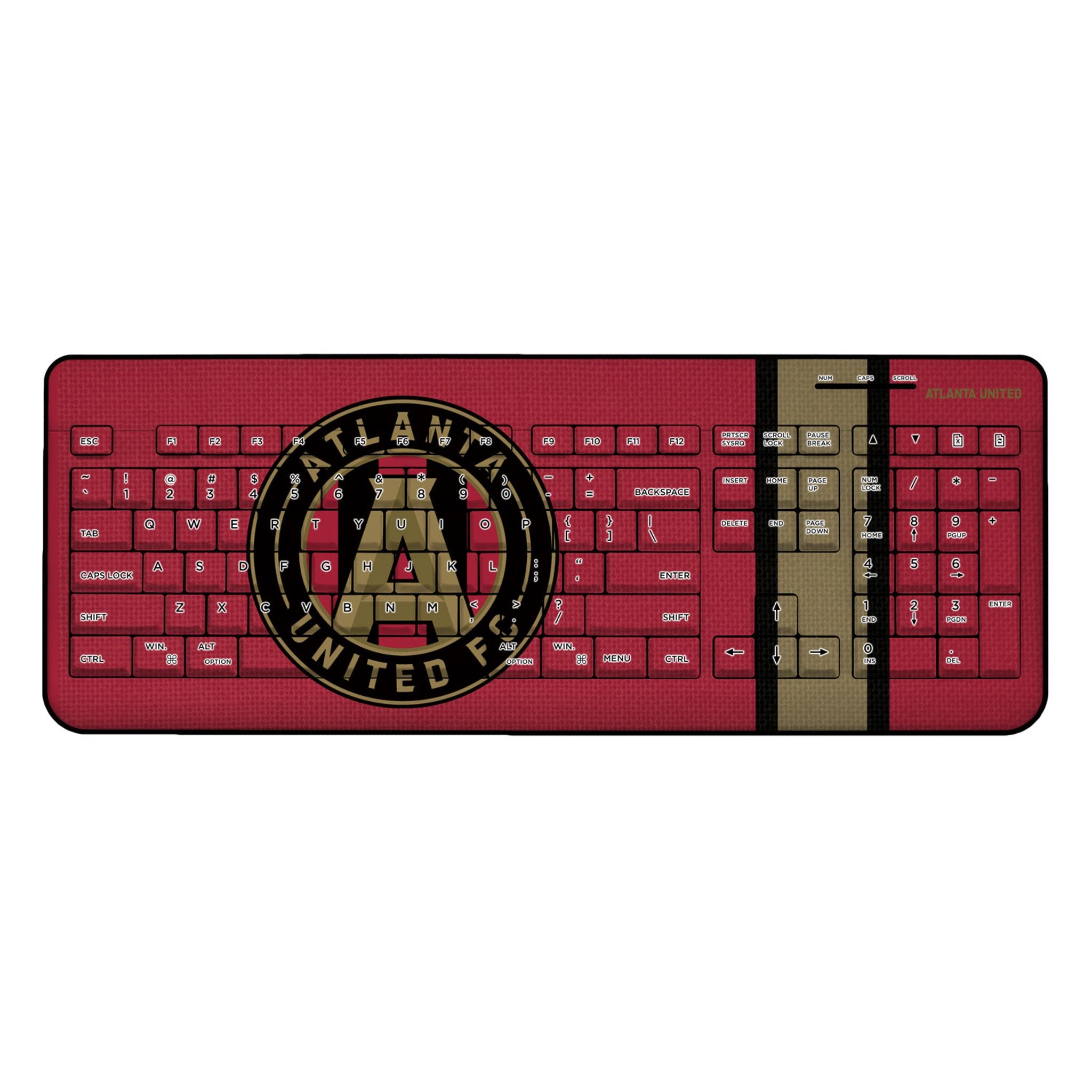 Atlanta United FC Stripe Wireless USB Keyboard - Ergonomic Design for Gaming & Office Use - Compatible with PC, Laptop, Mac - Perfect for Soccer Fans & Esports Players
