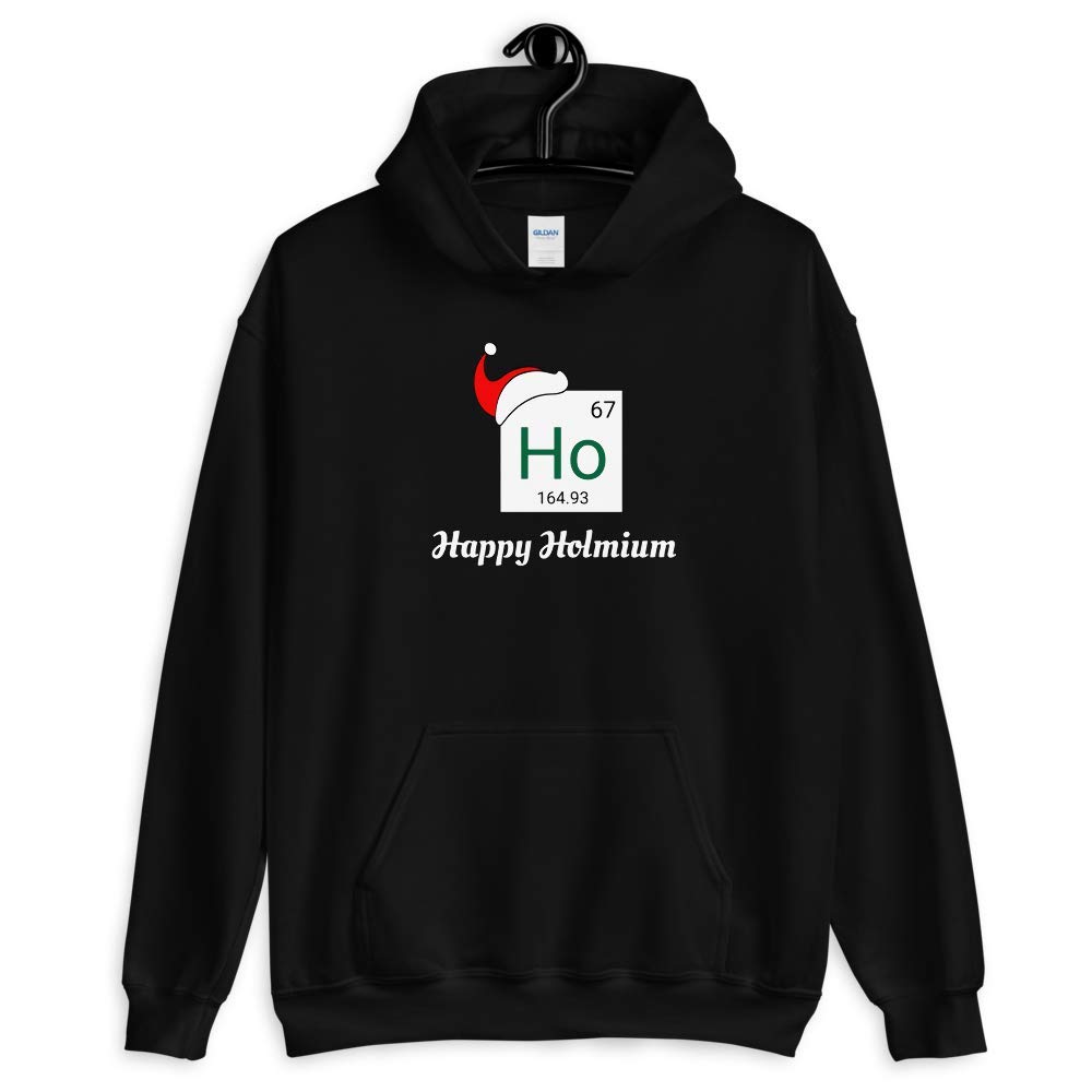 MDN Gifts Funny Christmas Science Hoodie Sweater for Women & Men - Happy Holmium Holiday Sweatshirt - Perfect for Ugly Christmas Parties & Festive Winter Gatherings