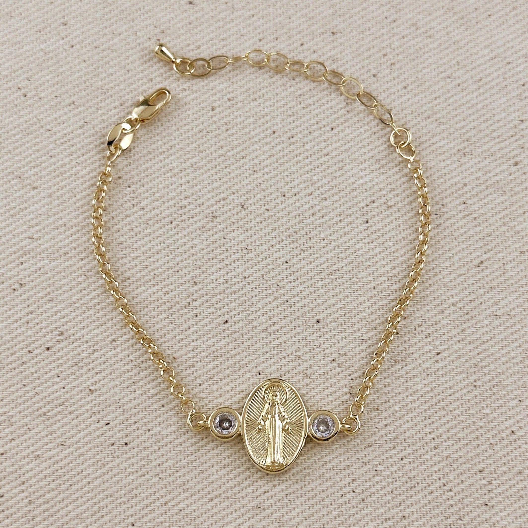 18K Gold Filled Lady of Grace Bracelet - Elegant Religious Jewelry for Women - Perfect for Church, Weddings & Special Occasions