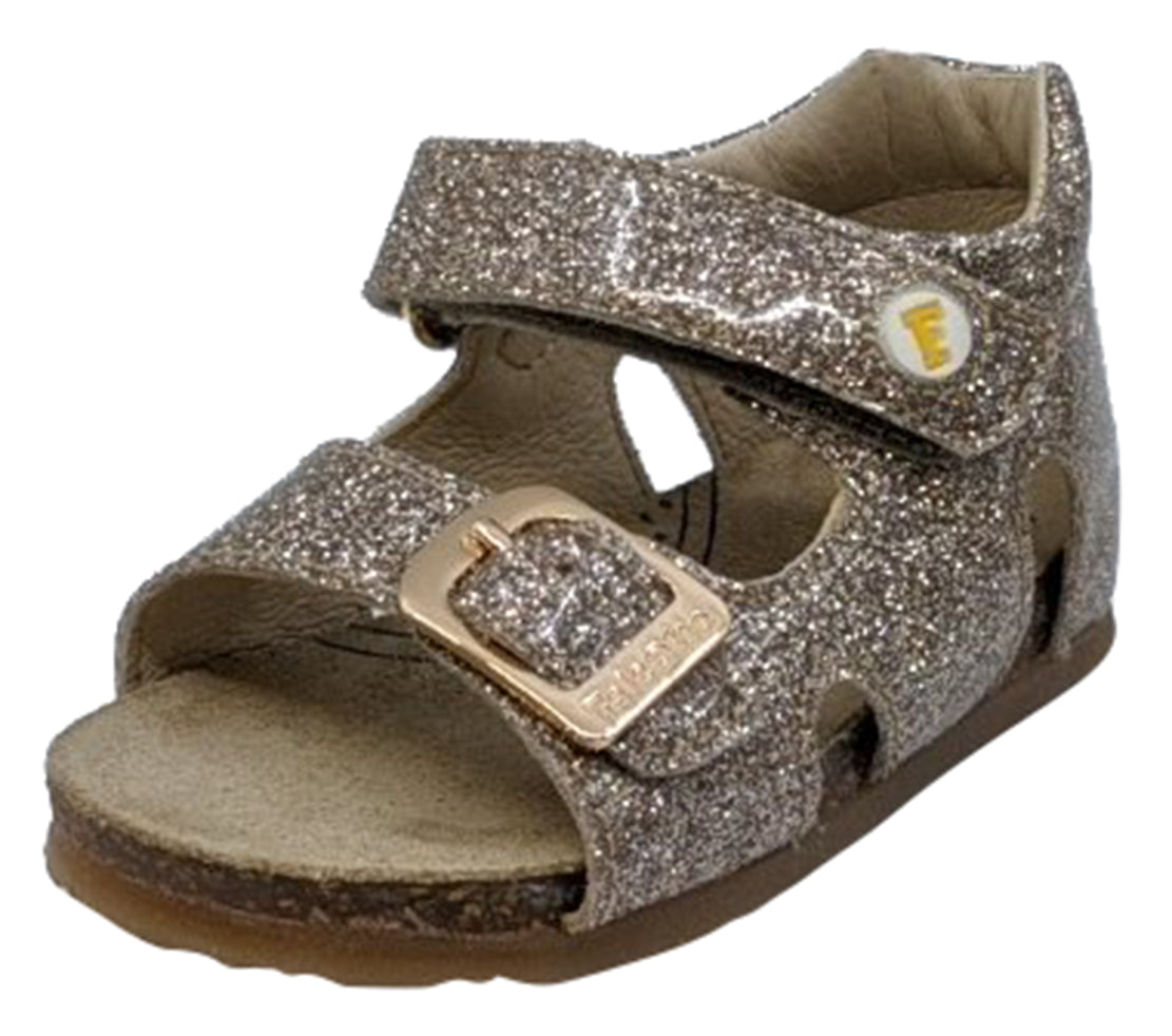 Falcotto Girls' Bea Glossy Open Toe Sandals - Platinum | Comfortable Kids' Summer Shoes for Beach, Pool & Outdoor Play