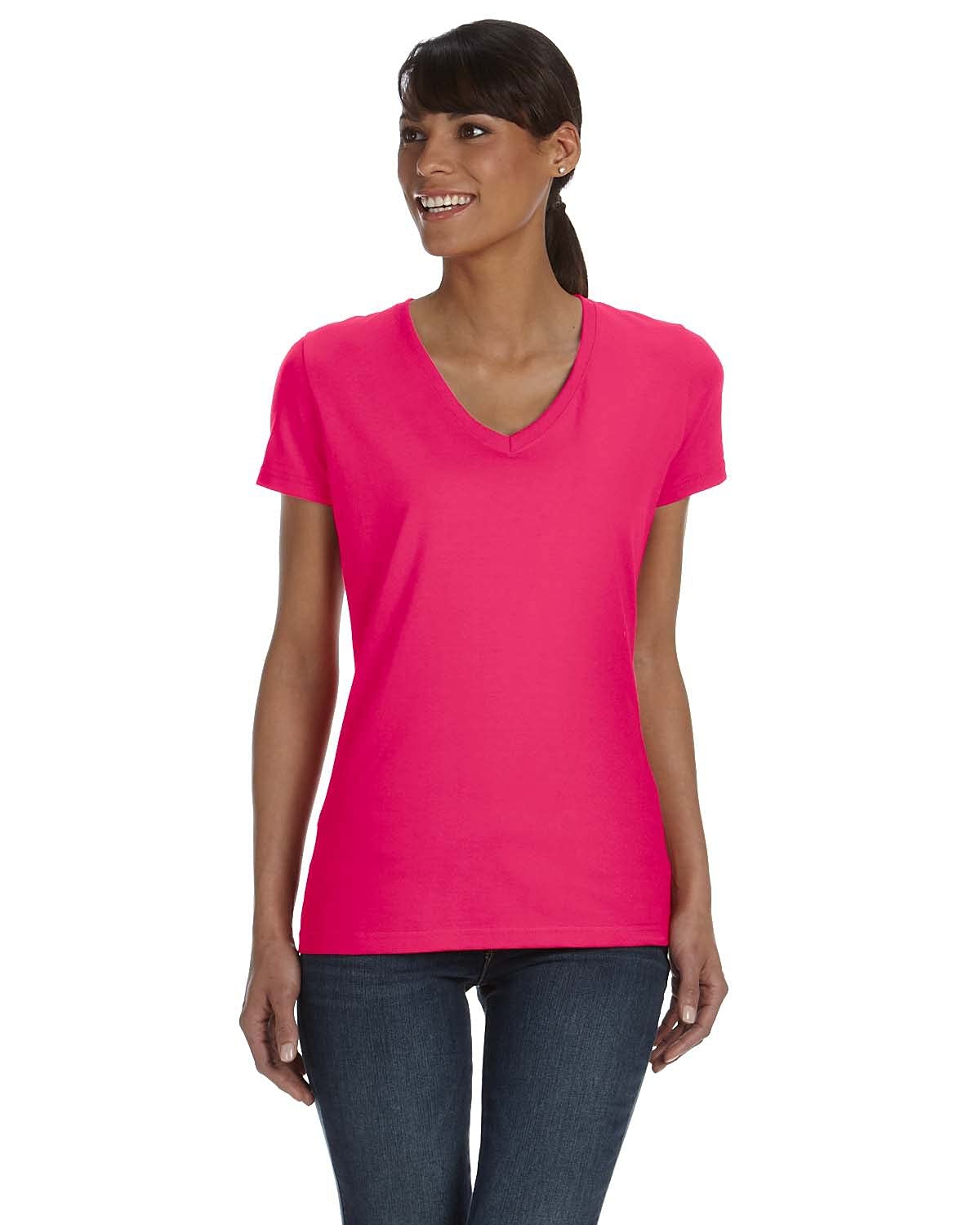 Fruit of the Loom Women's HD V-Neck T-Shirt (L39VR) - Athletic Heather - Medium | Soft Cotton Tee for Workouts, Casual Wear & Layering