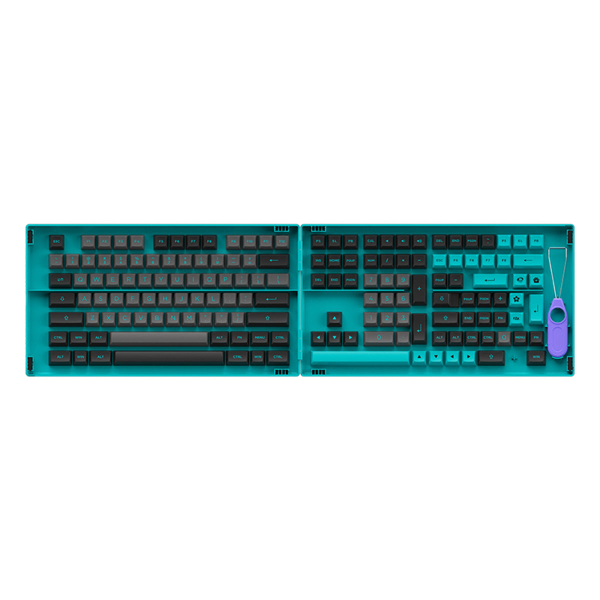 Akko Black and Cyan Fullset PBT Doubleshot ASA Profile 197 pcs Keycaps - Premium Custom Mechanical Keyboard Keycap Set for Gaming, Typing & Office Work (Compatible with MX Switches)