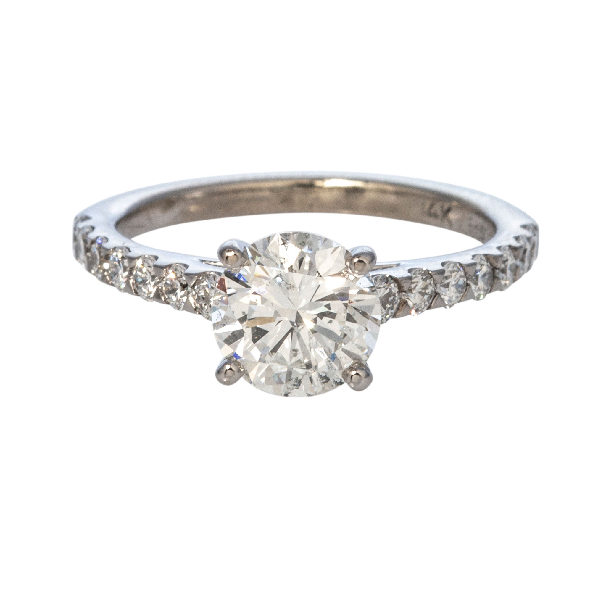 1.21ct G SI2 Round Diamond Solitaire Pavé 14K Gold Engagement Ring for Women - Perfect Proposal, Wedding & Anniversary Jewelry Gift
