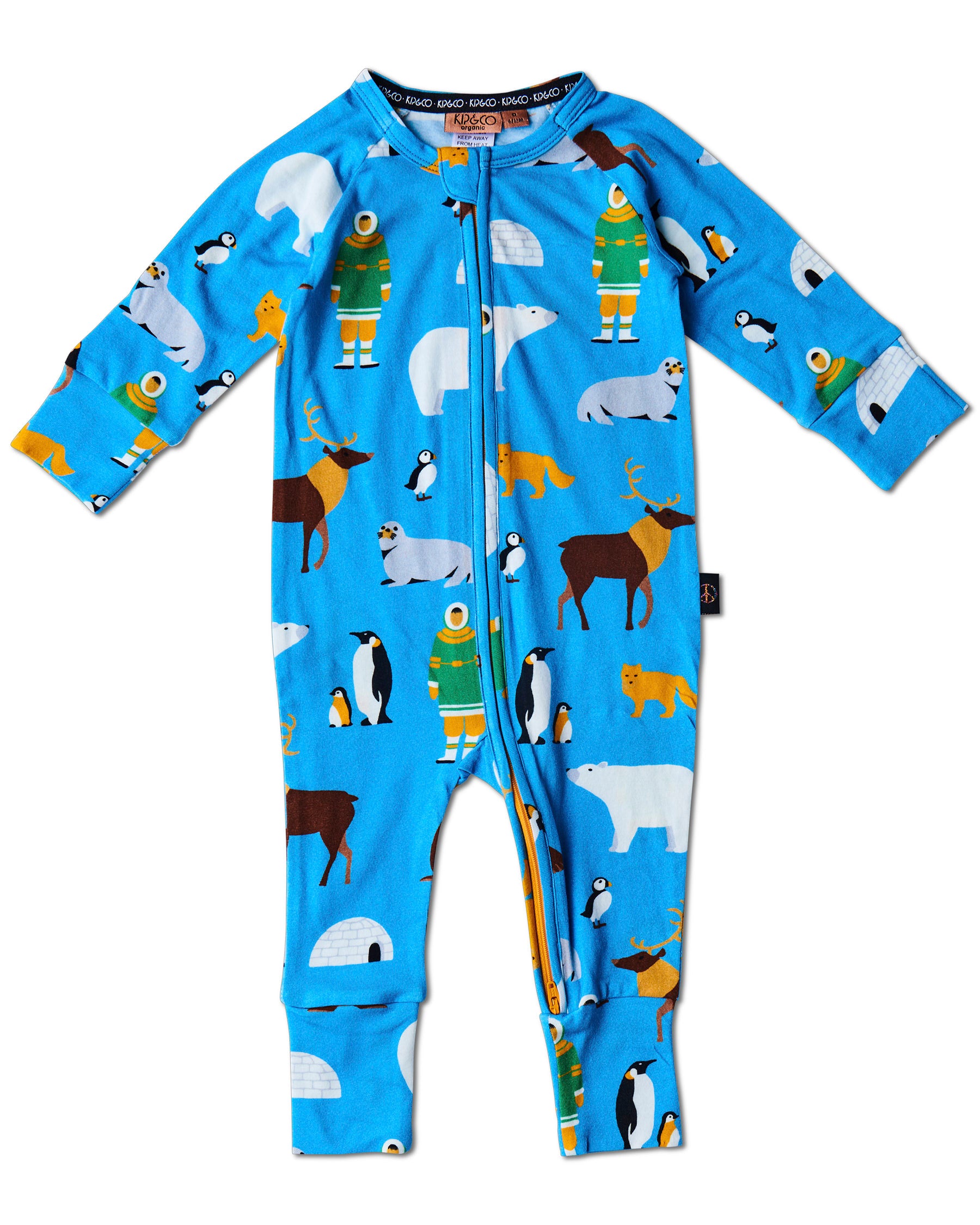 Arctic Circle Organic Cotton Long Sleeve Zip-Up Romper for Babies - Soft & Comfortable One-Piece Outfit for Playtime, Nap Time & Outdoor Adventures