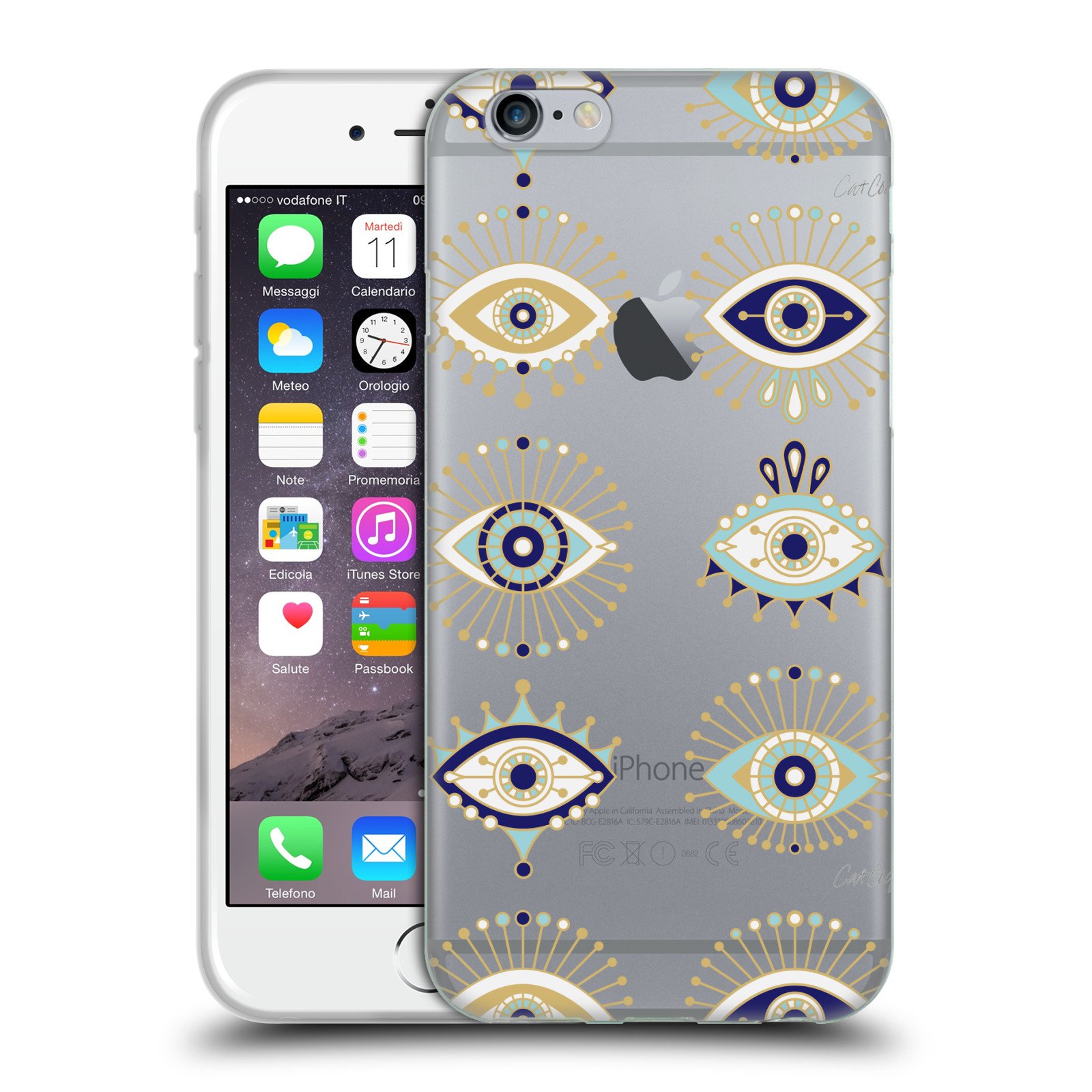 Officially Licensed Cat Coquillette Blue Gold Evil Eye Soft Gel Case for Apple iPhone 6/6s - Stylish Protection with Unique Design, Perfect for Everyday Use and Fashion Accessories