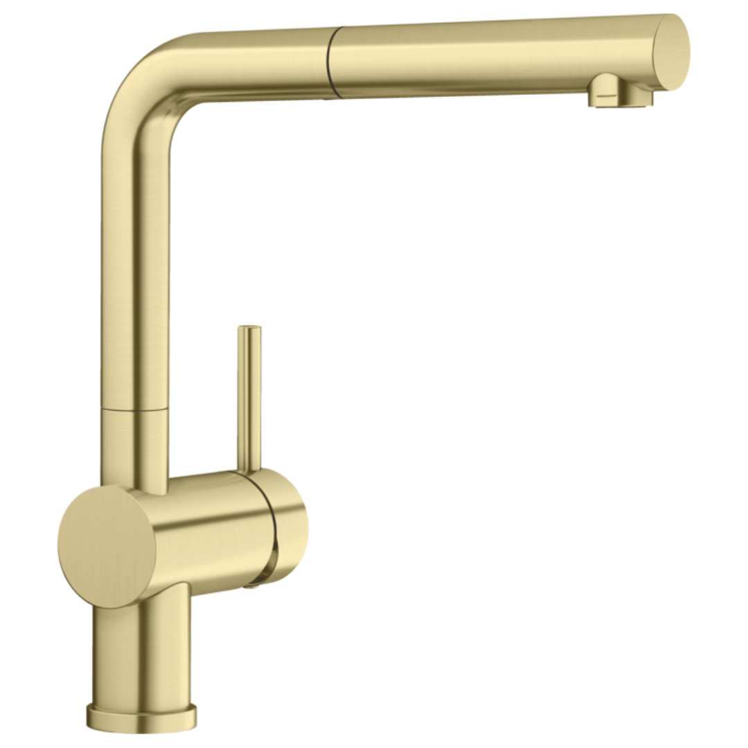 Blanco LINUS S Pull-Out Kitchen Faucet with Mixer in Satin Gold (Model 526685) - Perfect for Modern Farmhouse & Contemporary Kitchen Designs