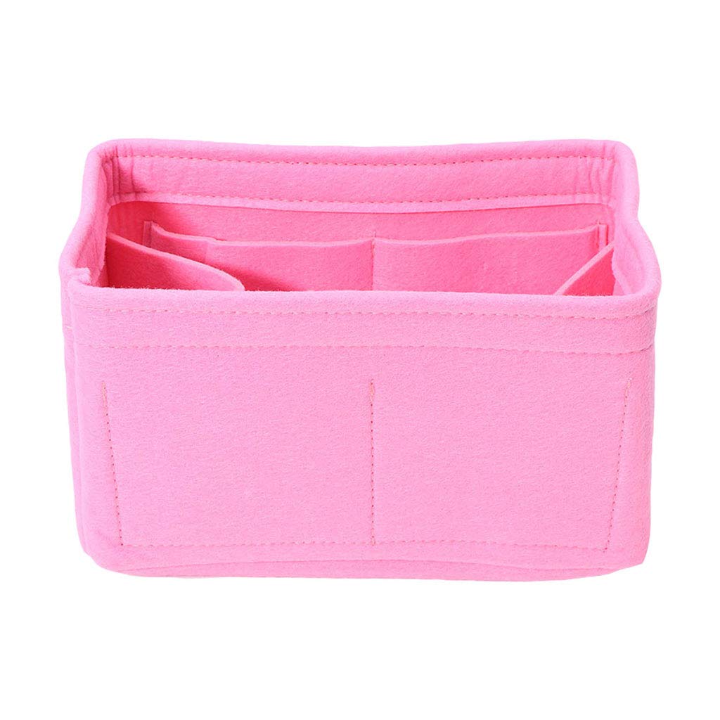 IOOOFU Felt Insert Bag Makeup Organizer - Portable Cosmetic Storage Handbag for Travel & Daily Use (Orange, Medium Size)