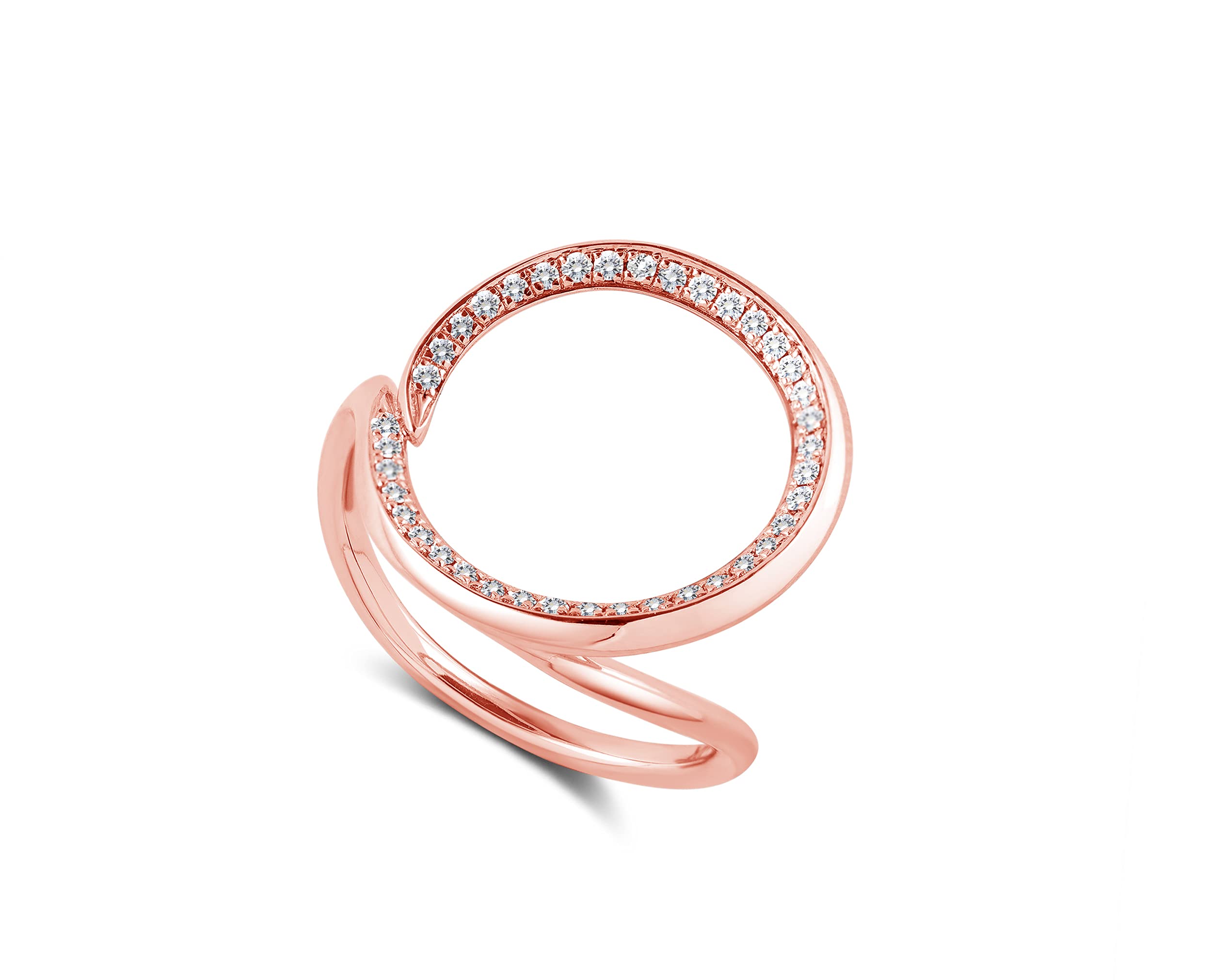 Alternative Wedding Ring Band for Women - Diamond Rose Gold Unique Engagement Ring - Halo Karma Open Circle Ring - Perfect for Bridal Jewelry, Anniversary Gifts & Special Occasions