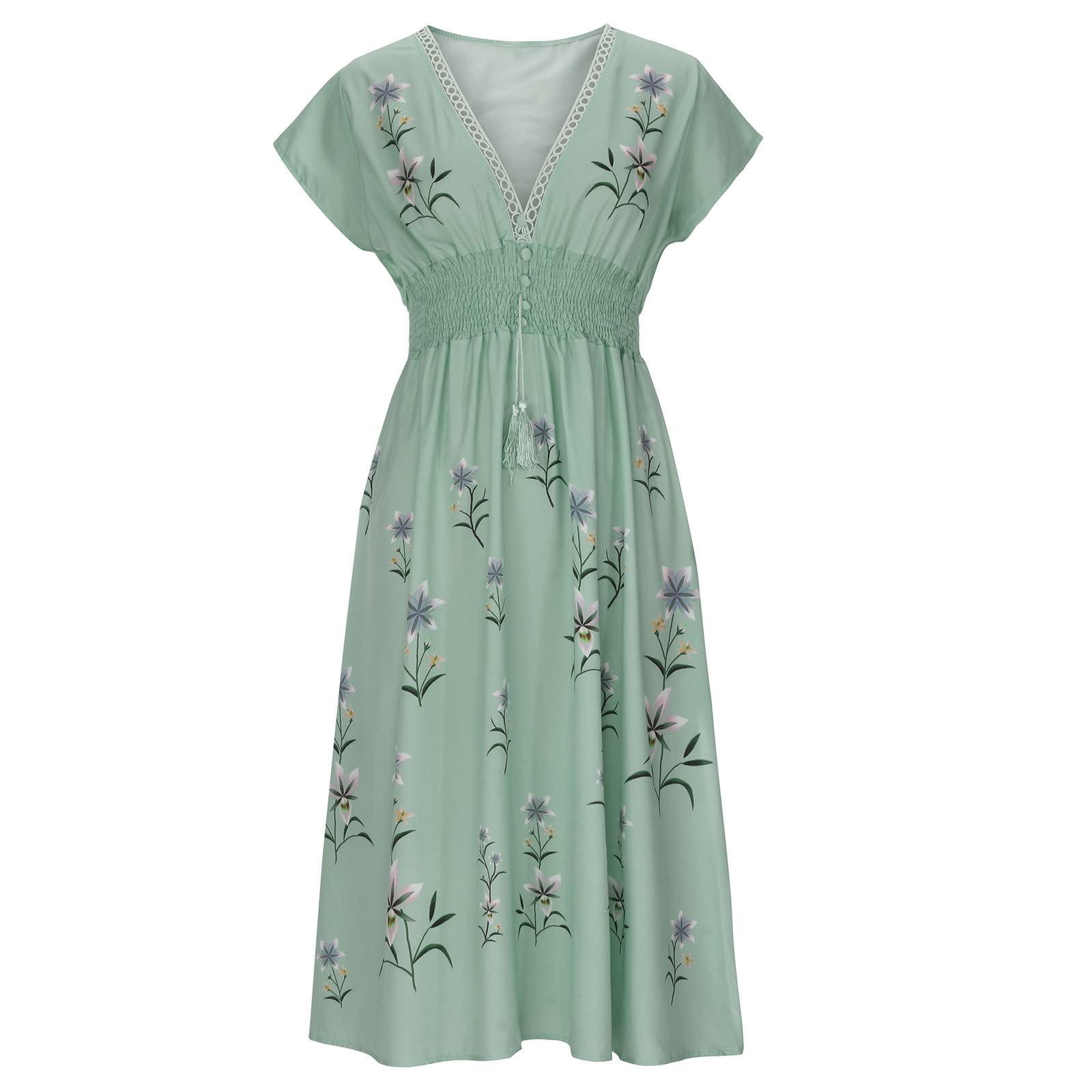 Women's Floral Summer Sundress - Sleeveless V-Neck Casual Party Beach Dress for Holiday & Vacation | Perfect for Beach Outings, Pool Parties, and Summer Getaways