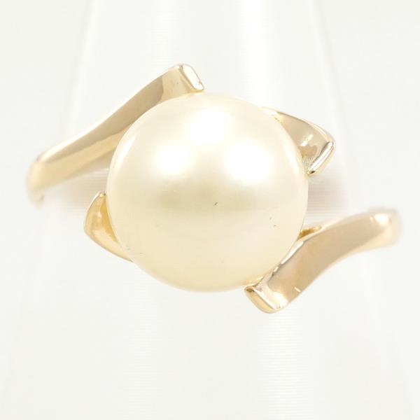 18K Yellow Gold Pearl Ring - 9mm Round Cultured Pearl Jewelry for Women, Elegant Bridal & Evening Wear Accessory