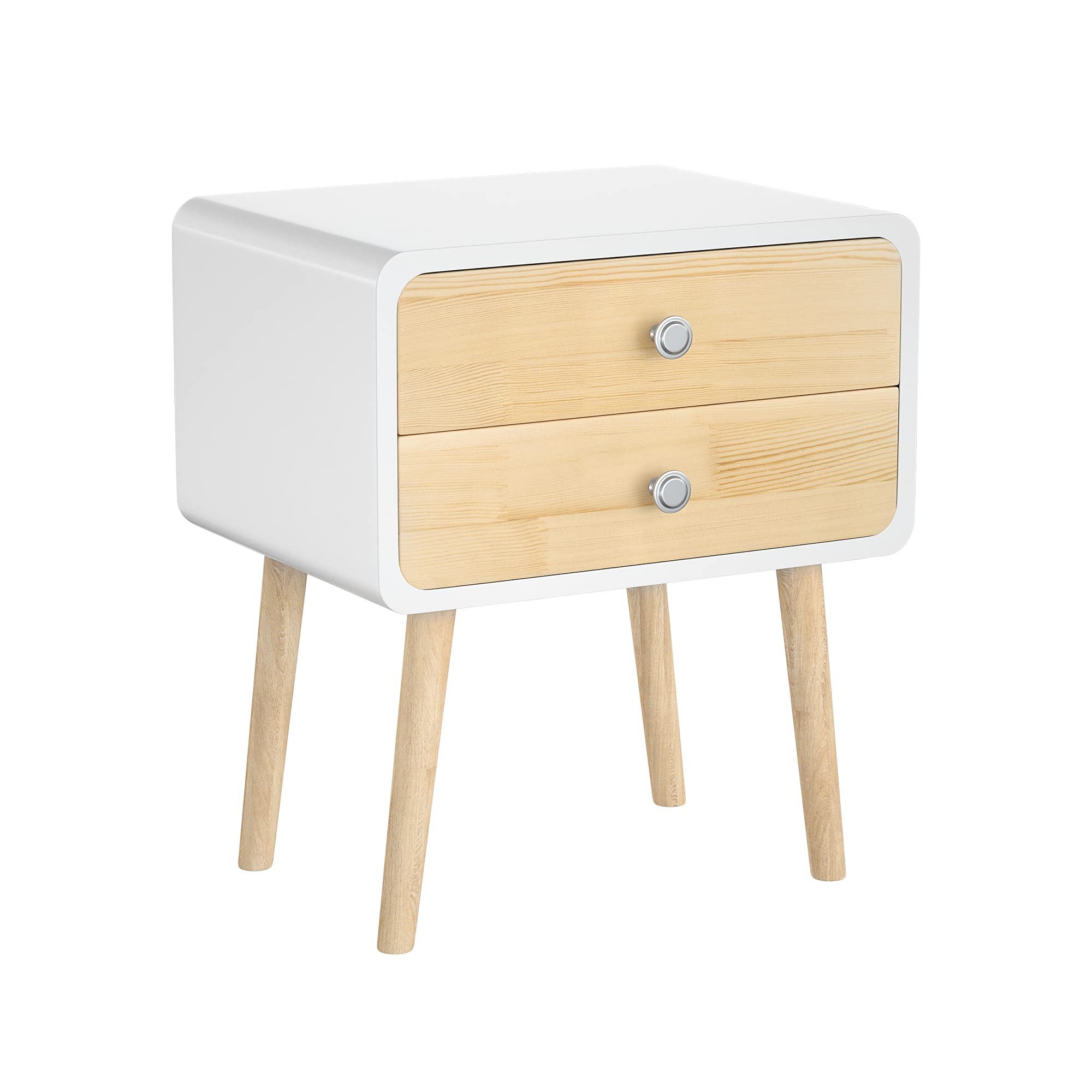Round Corner Nightstand with 2 Drawers - Modern Bedside Table for Bedroom, Living Room, or Office - Space-Saving Storage Cabinet (Black) | Perfect for Small Spaces, Apartment Living & Guest Rooms