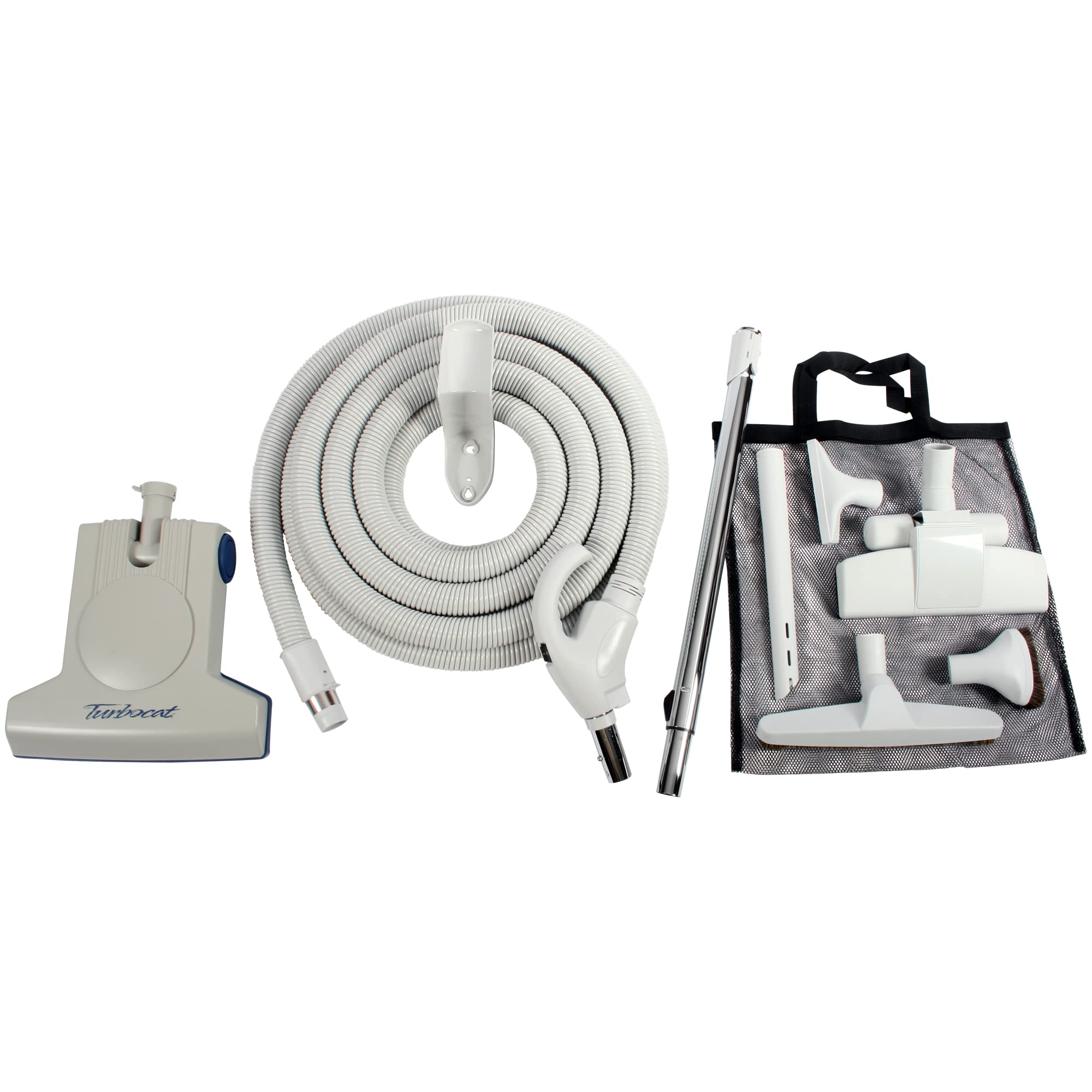 Cen-Tec Systems TurboCat Air Turbine Tool Kit for Central Vacuum Systems - 30 Ft. Hose with Attachments (Gray) - Ideal for Home Cleaning, Car Detailing & Workshop Use